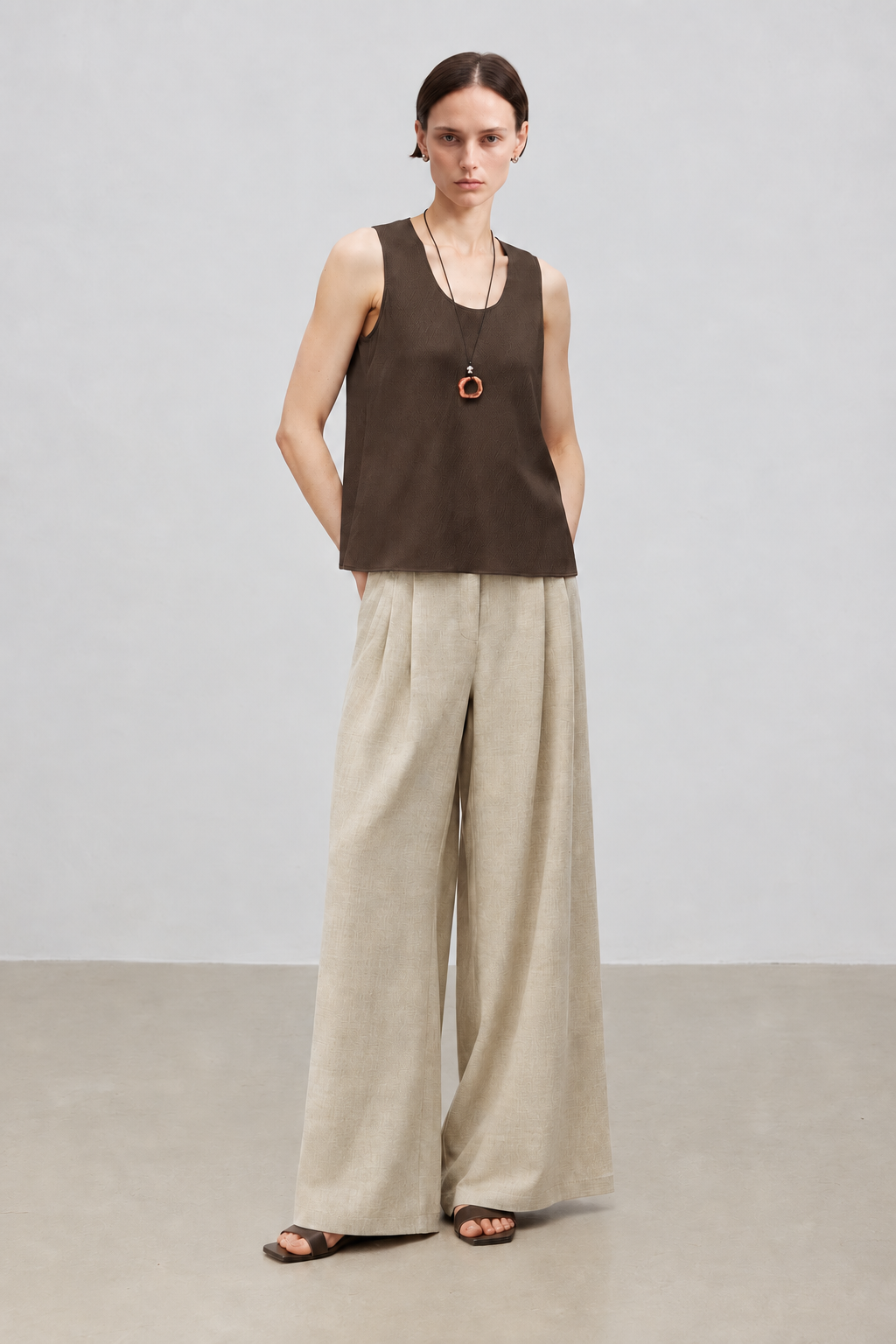Minimal Pearl-Sheen Silk Satin Scoop-Neck Tank