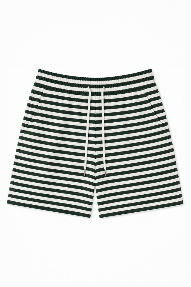 Striped Cotton Blend Knit Shorts
