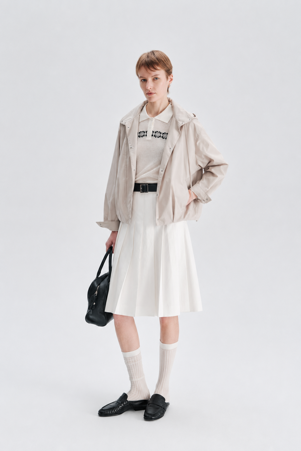 Stand-Collar Blouson Jacket
