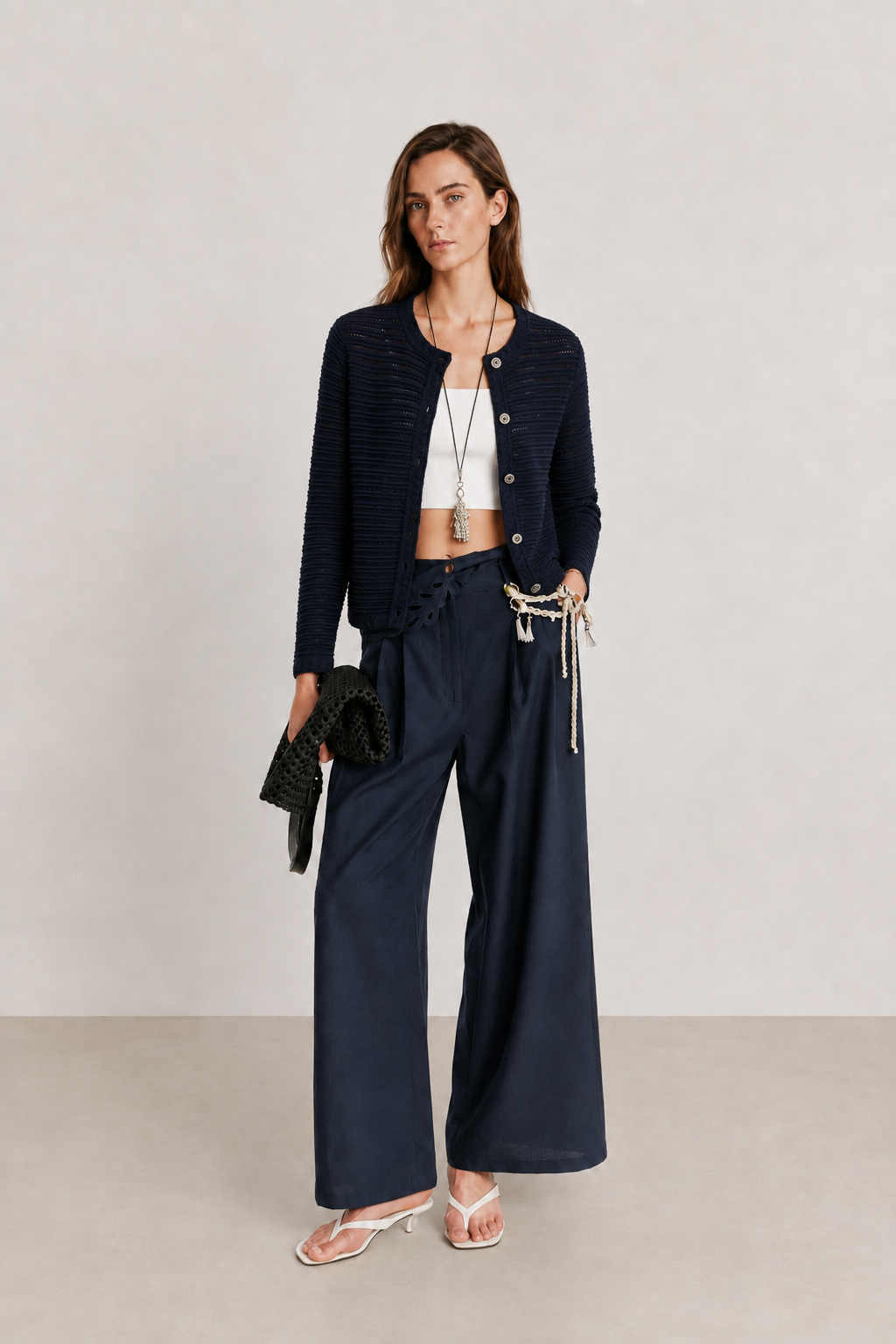 Linen Pleated Wide Pants