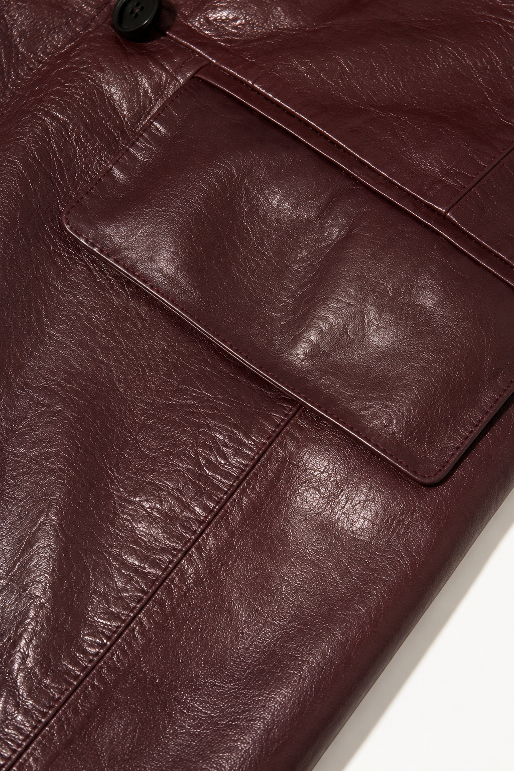 Hand-Waxed Lambskin Belted Leather Blazer