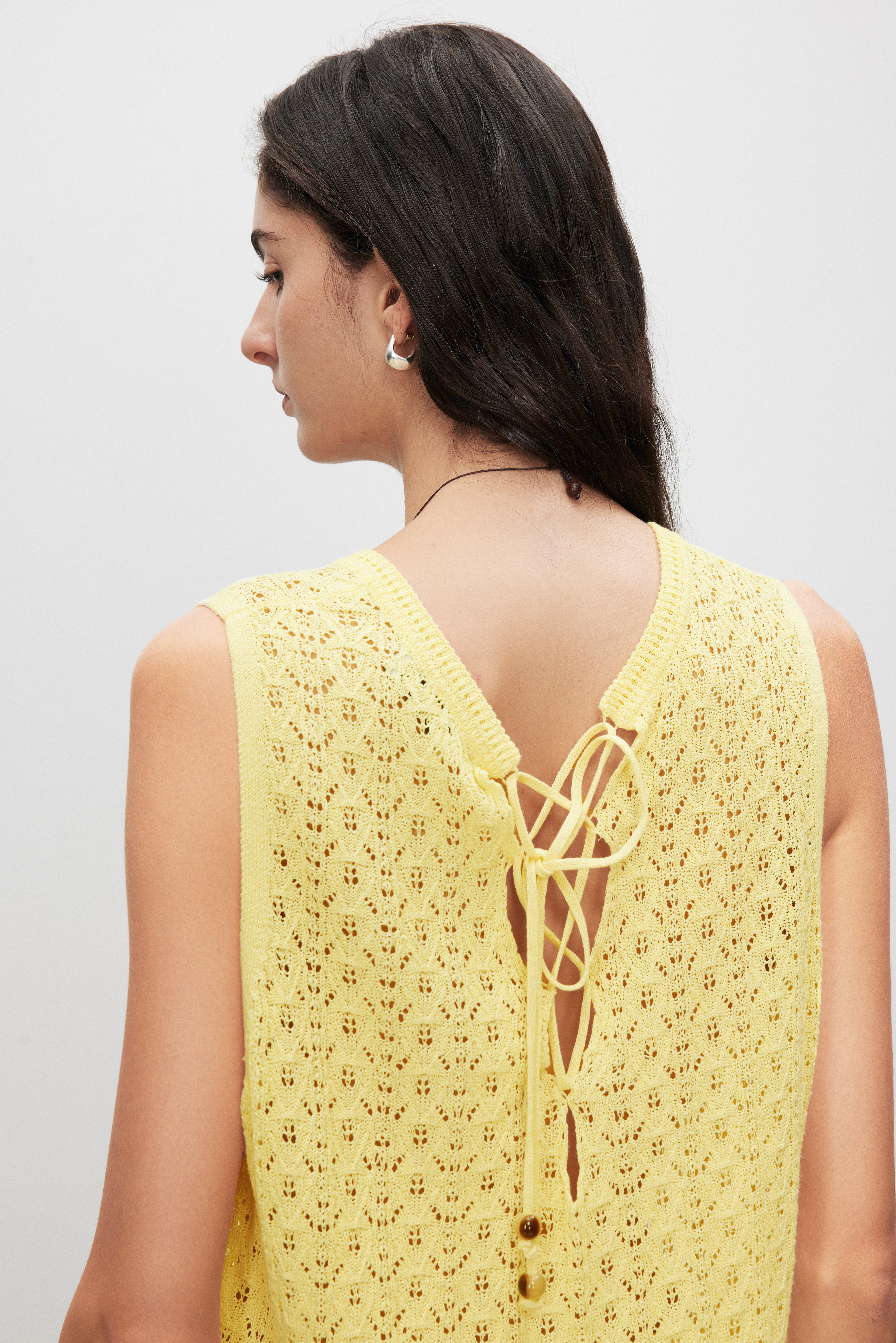 Crochet Knit Lace-Look Sleeveless Top