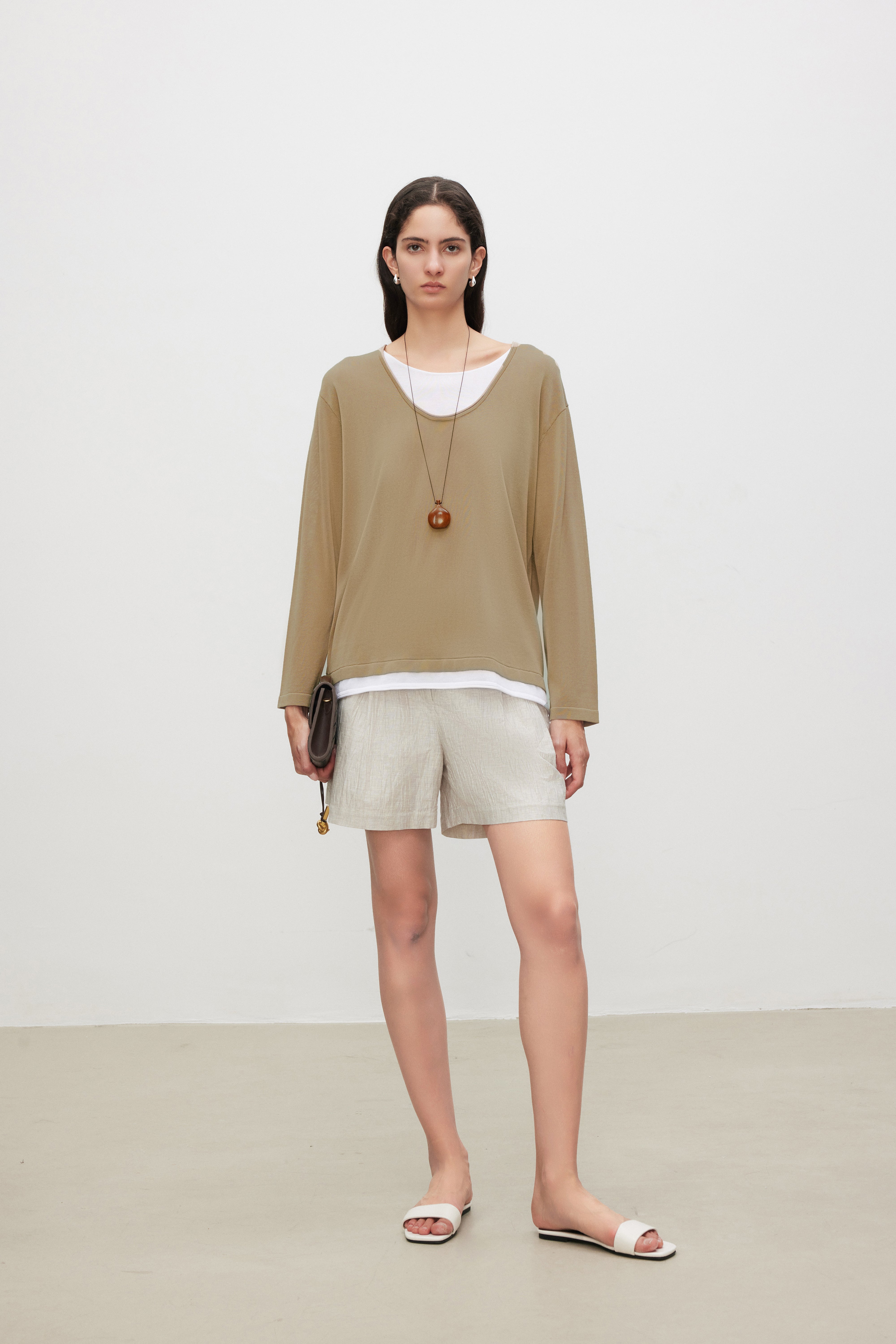 Essential Relaxed SilkBlend Layered V-Neck Knit