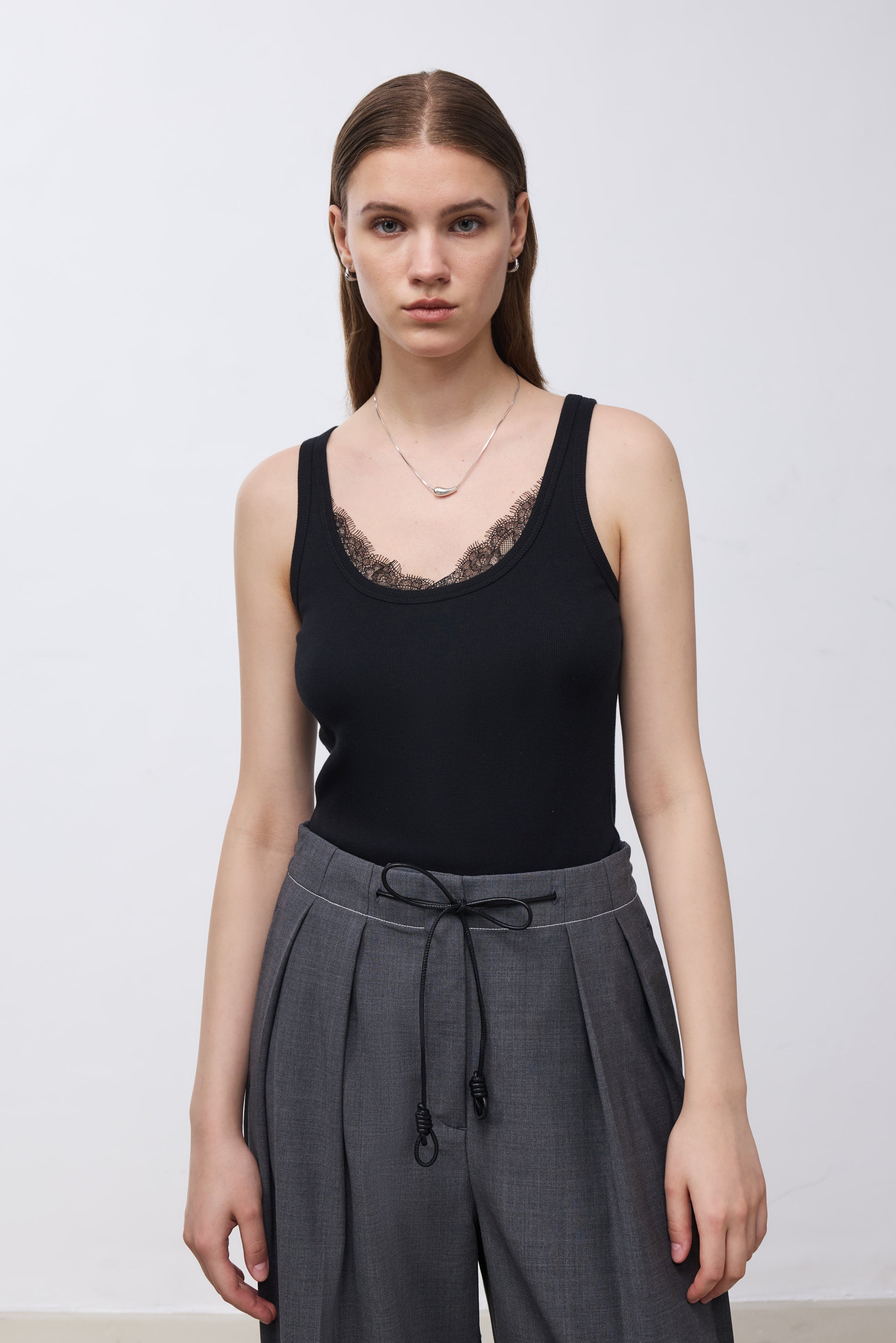 Lace Panel Tank Top