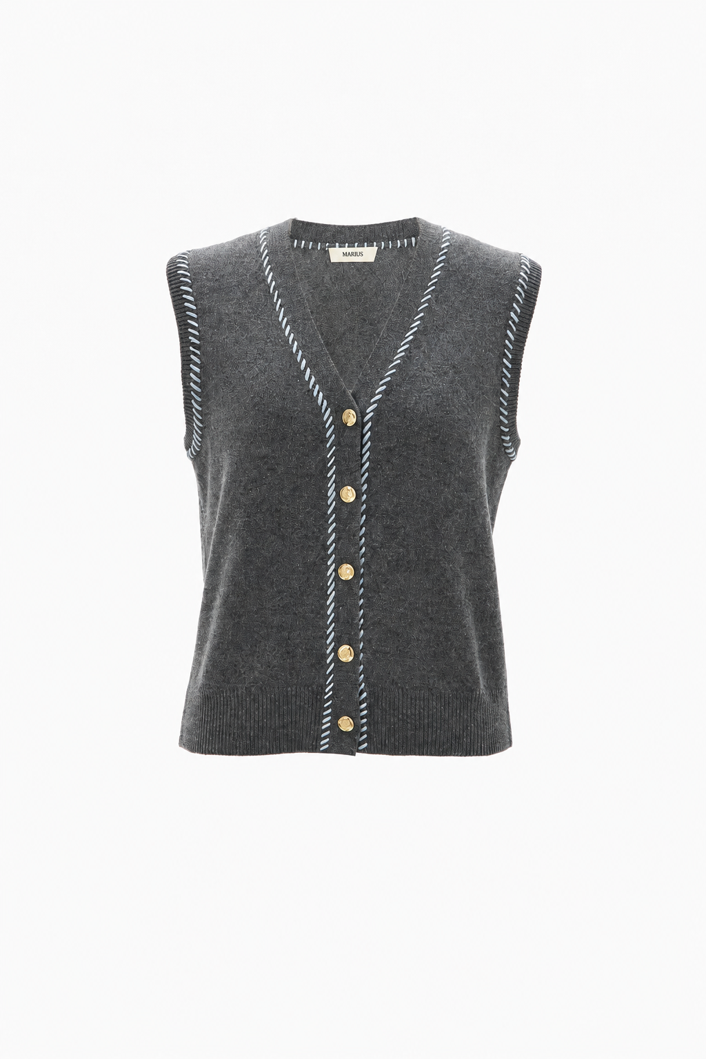 Contrast Stitch Wool Knit Vest