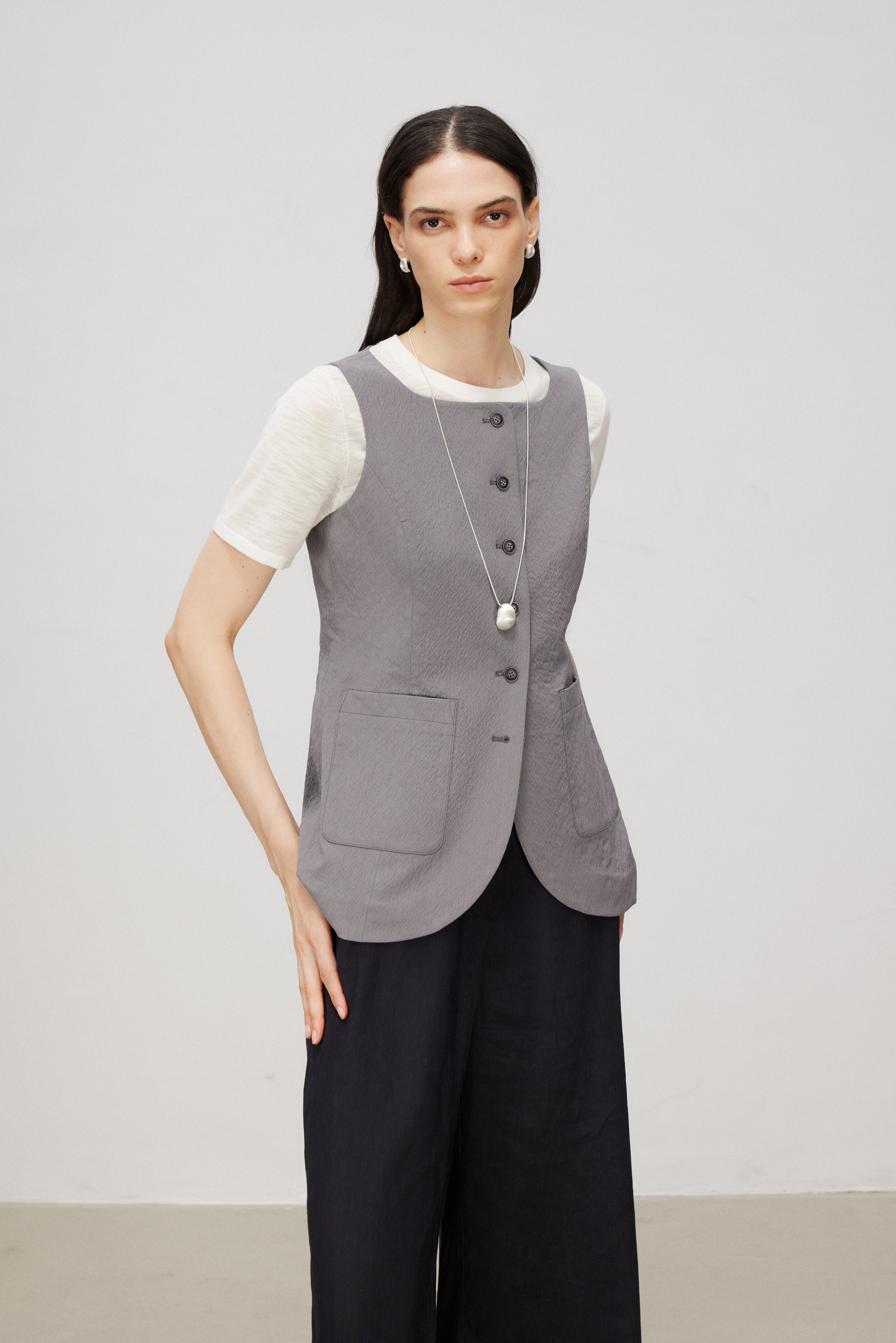 Classic Six-Button Tailored Wool-Blend Vest