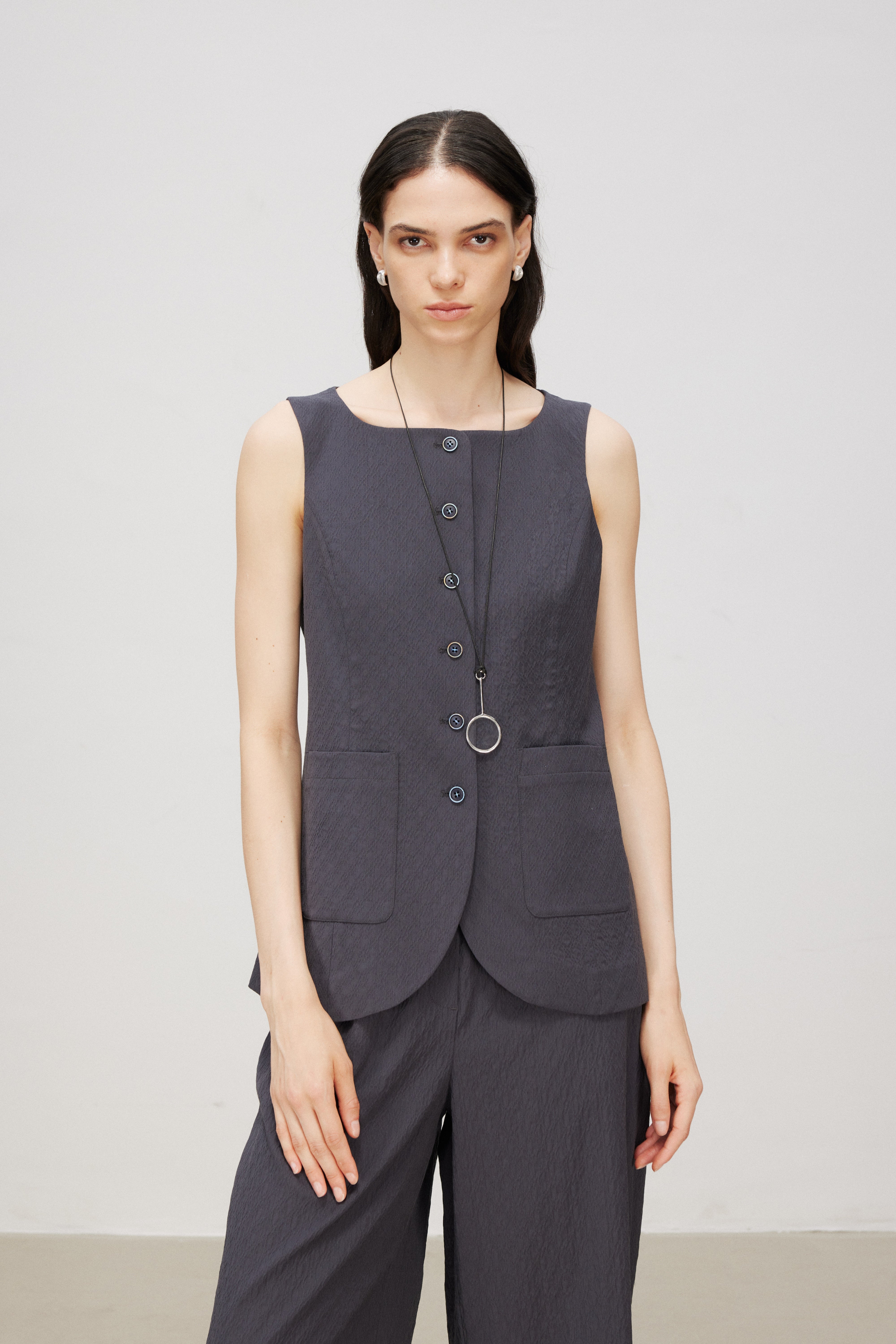 Classic Six-Button Tailored Wool-Blend Vest