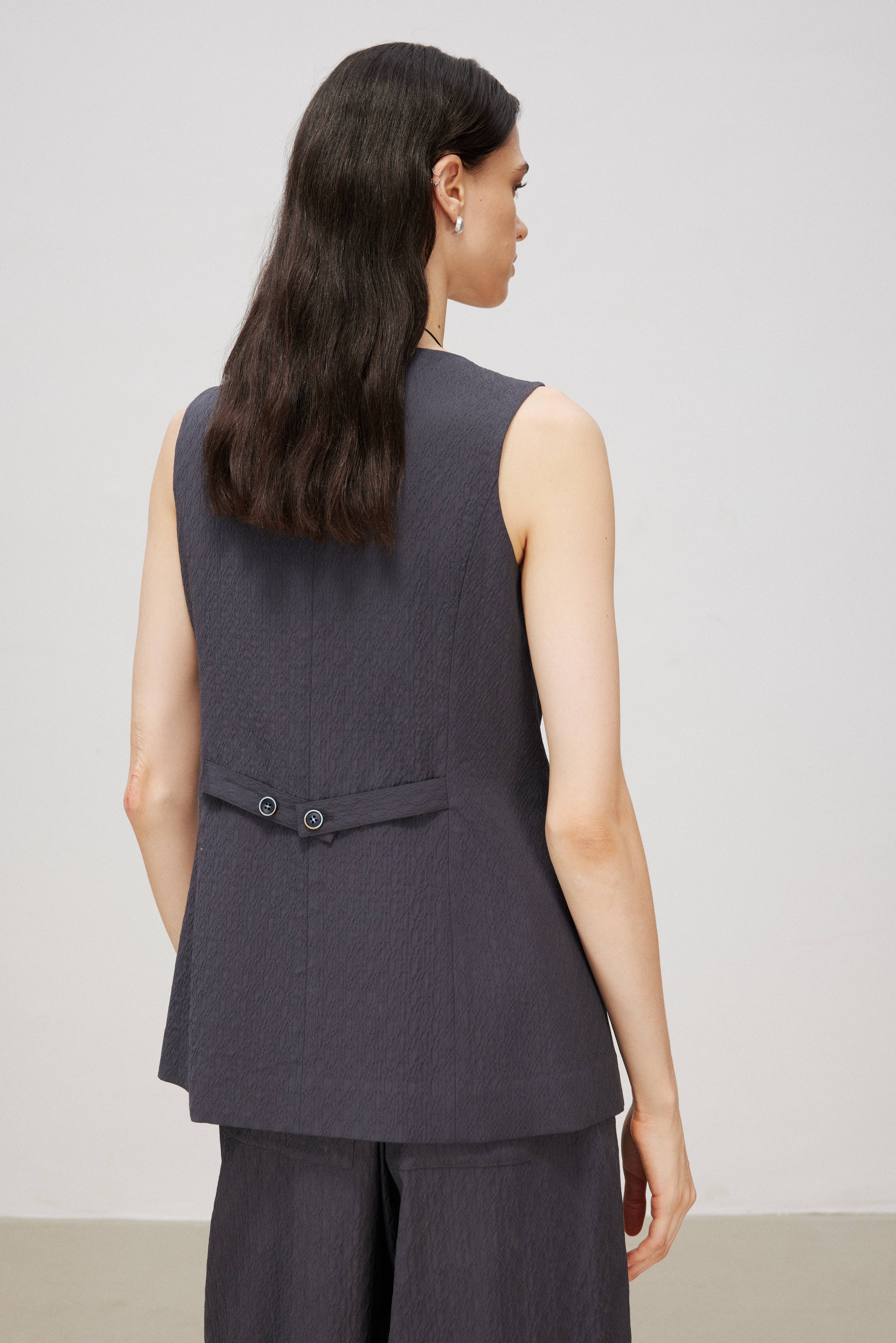 Classic Six-Button Tailored Wool-Blend Vest