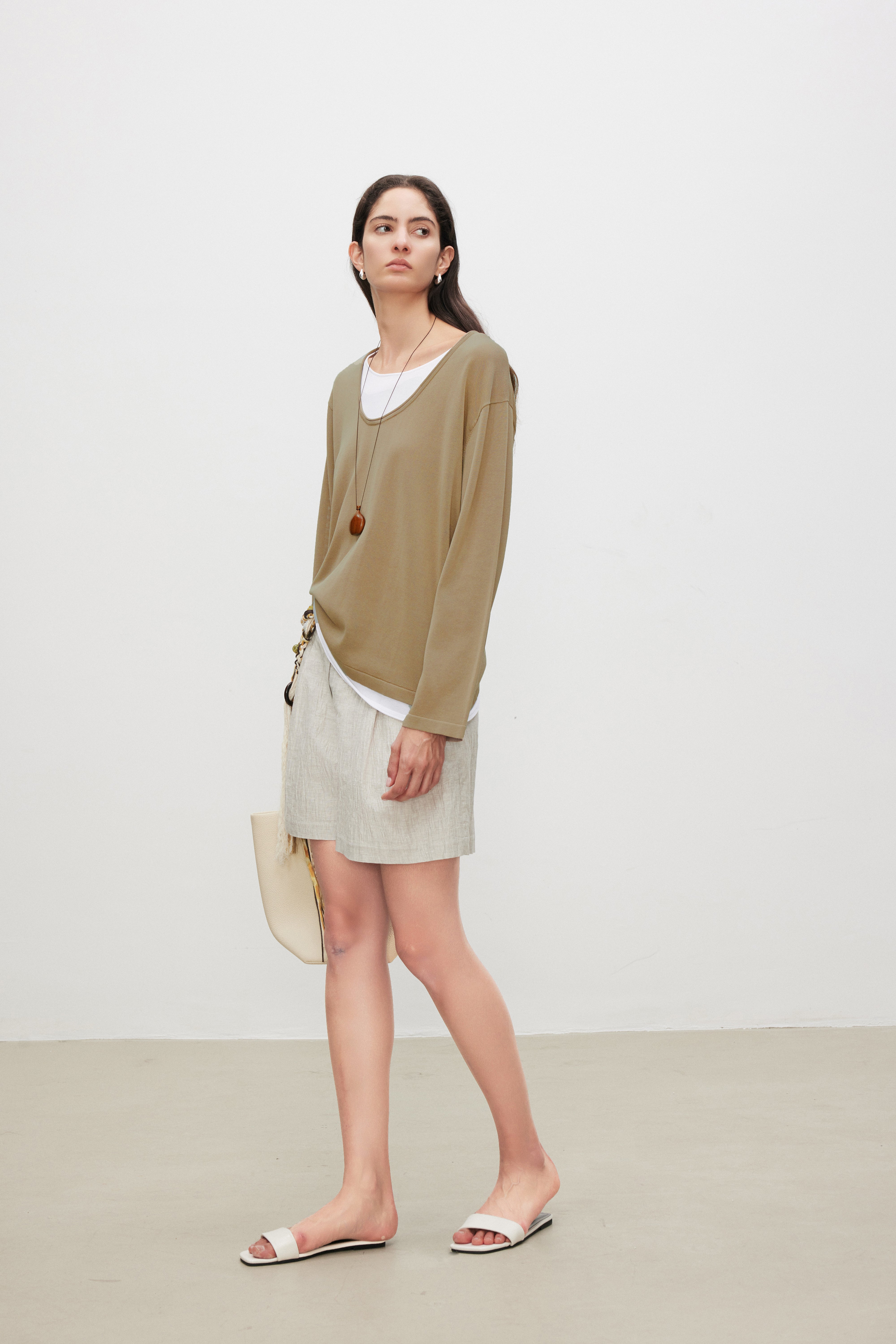 Essential Relaxed SilkBlend Layered V-Neck Knit