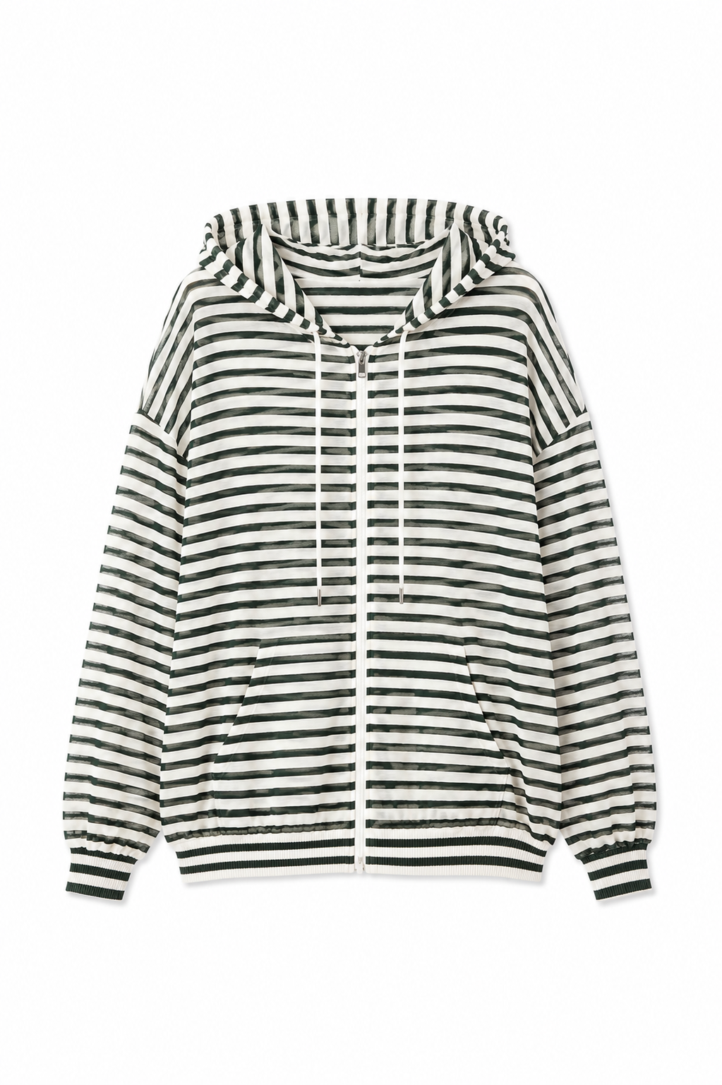 Striped Cotton Blend Knit Hoodie
