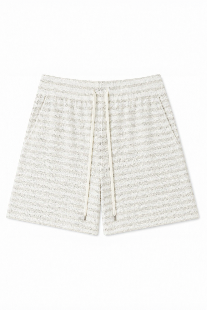 Striped Cotton Blend Knit Shorts
