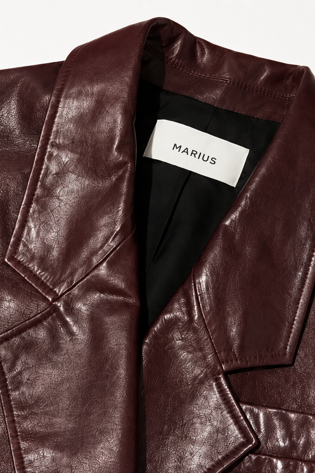 Hand-Waxed Lambskin Belted Leather Blazer
