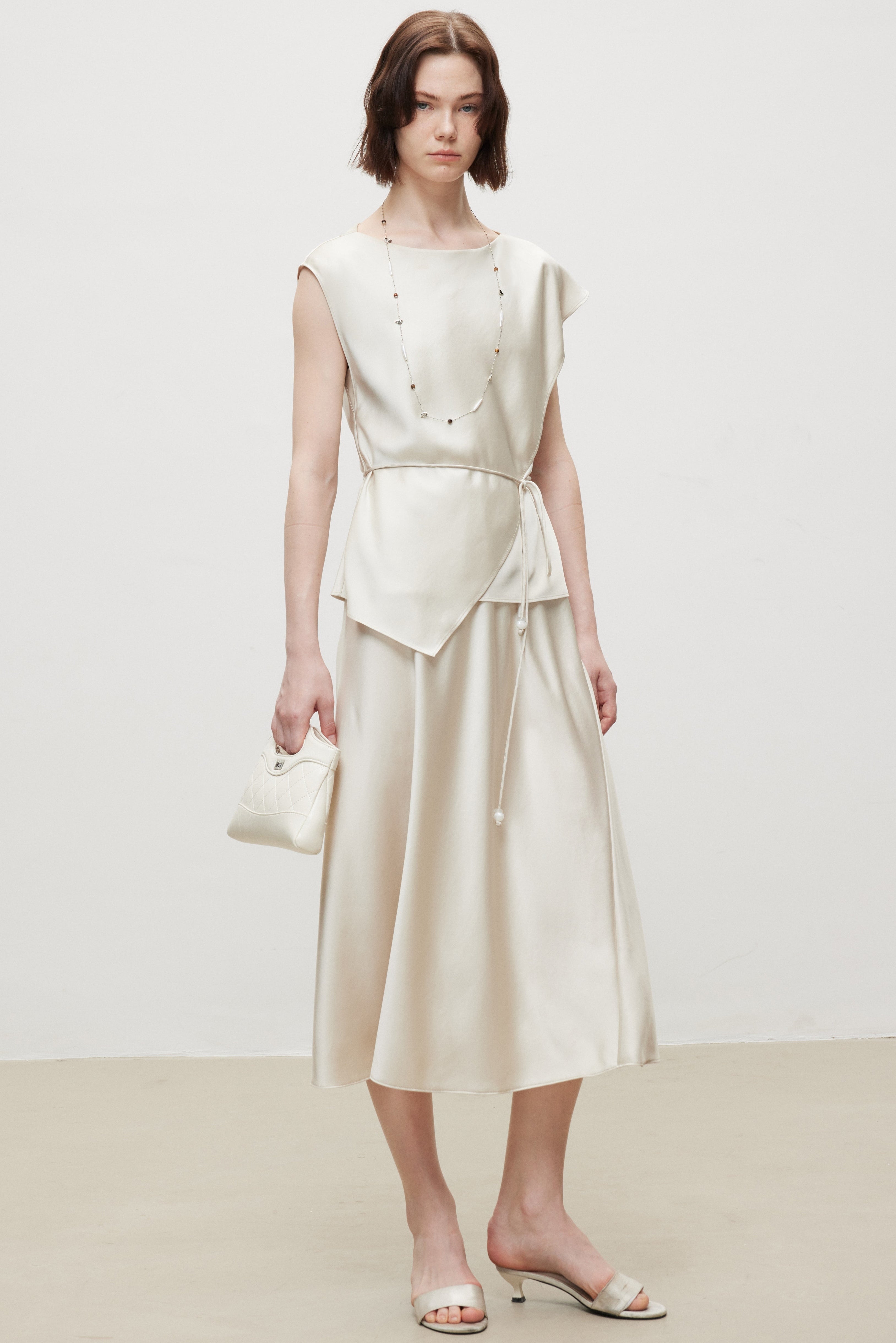 Triacetate Luxe Draped Elegance Midi Skirt