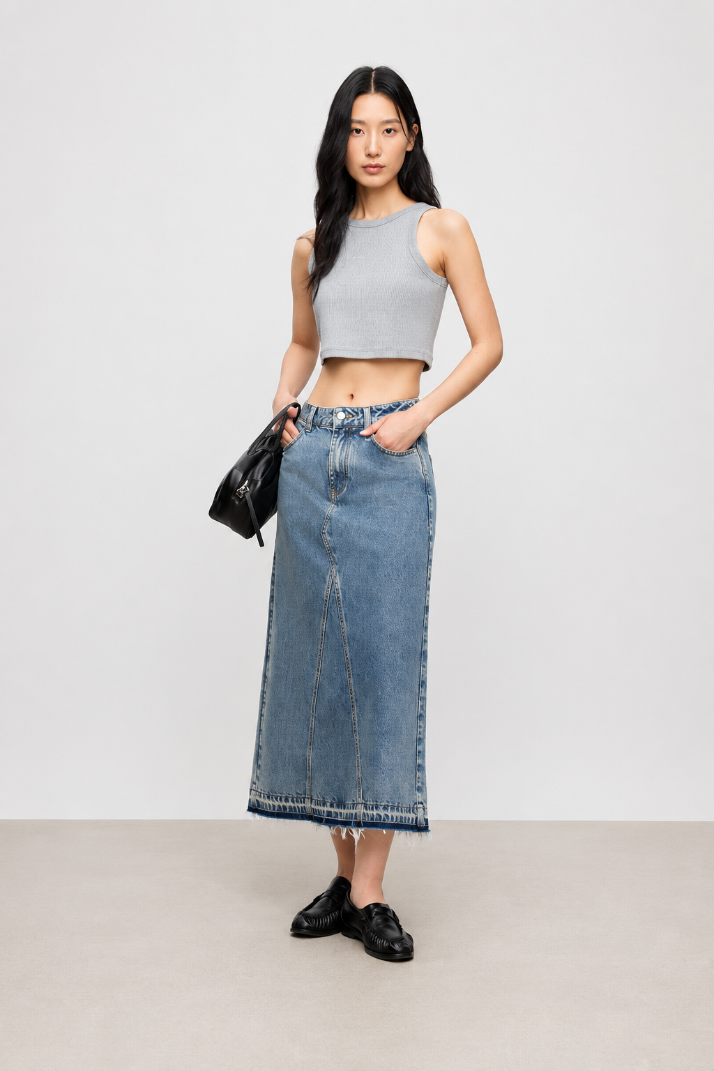 Minimal Cotton Blend Cropped Tank