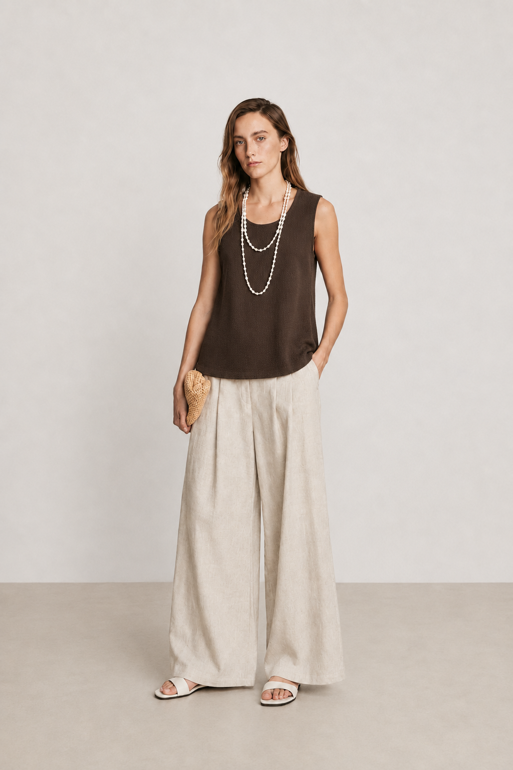 Linen Pleated Wide Pants
