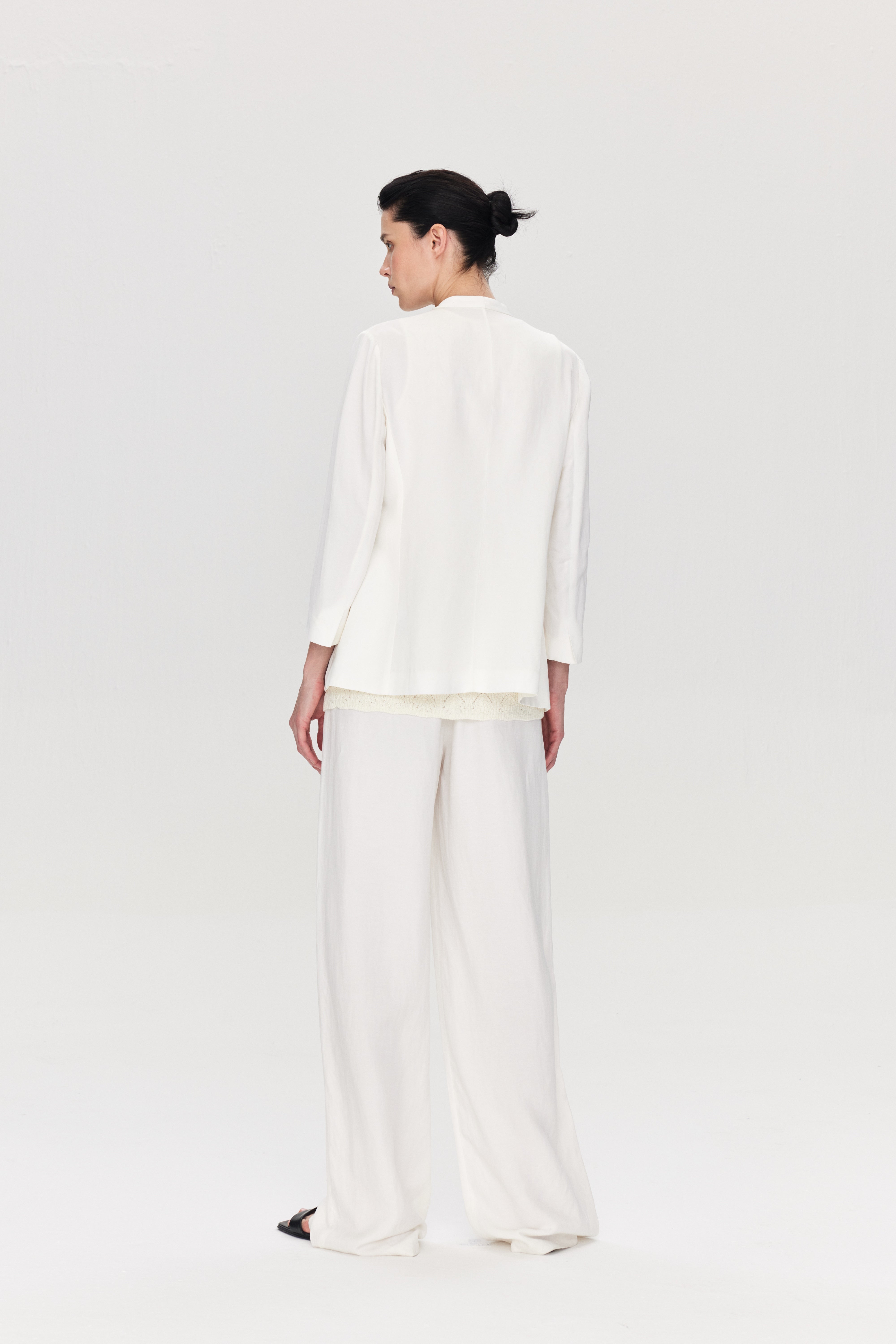 Linen Blend Wide Leg Trousers