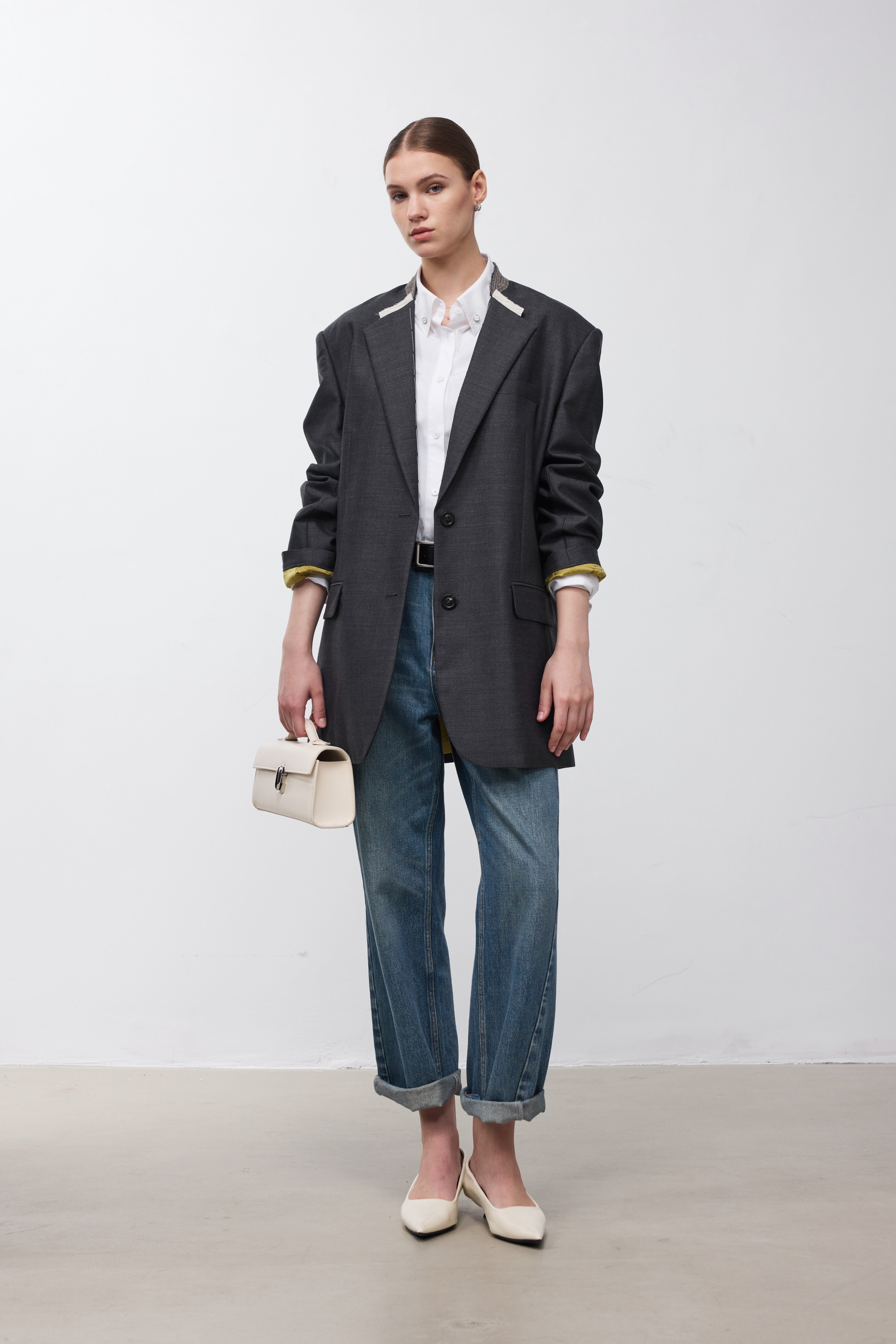 "Deconstructed" NIKKE Wool-Mohair Tailored Blazer