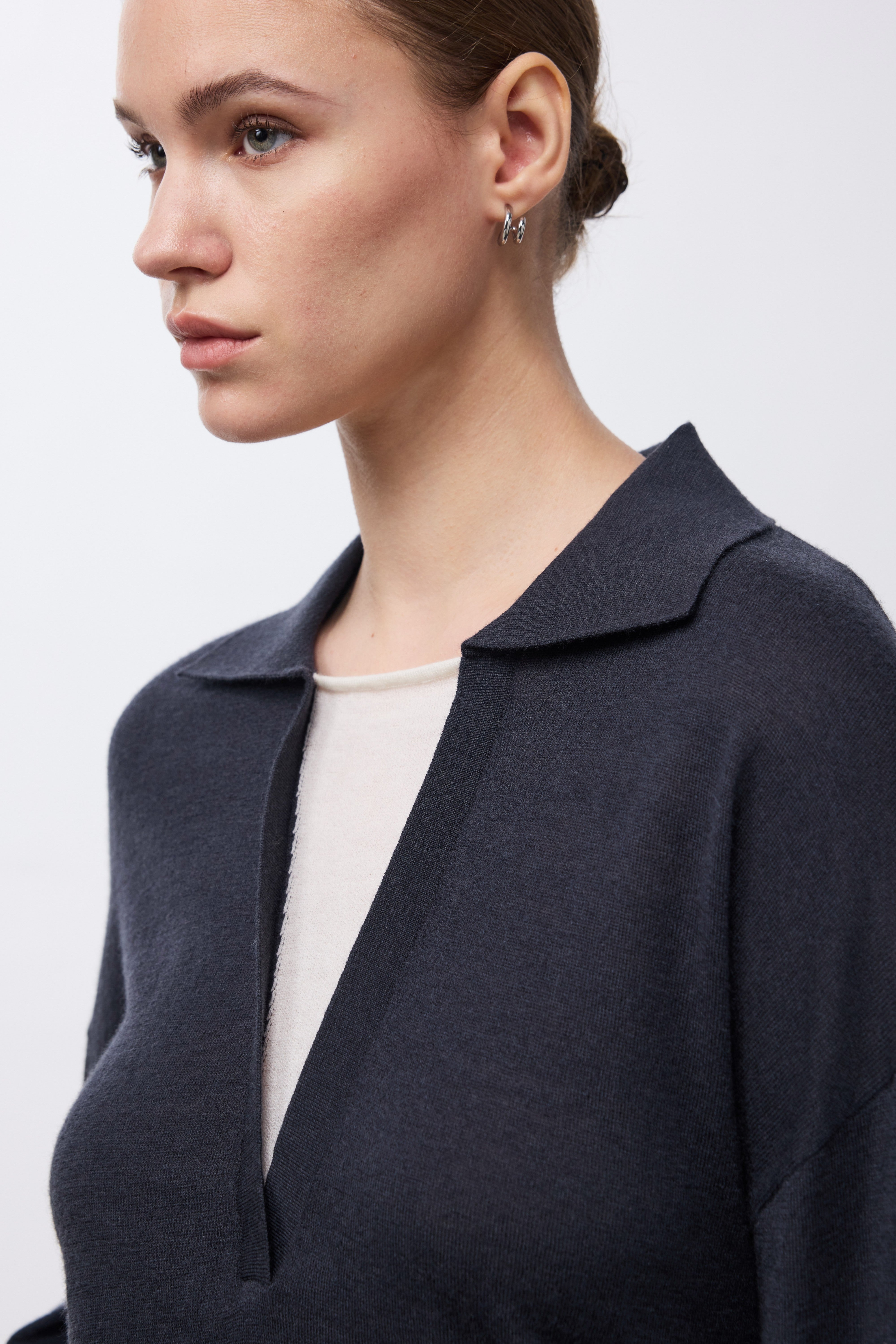 Wool-Silk Blend Layered-Look Knit Top