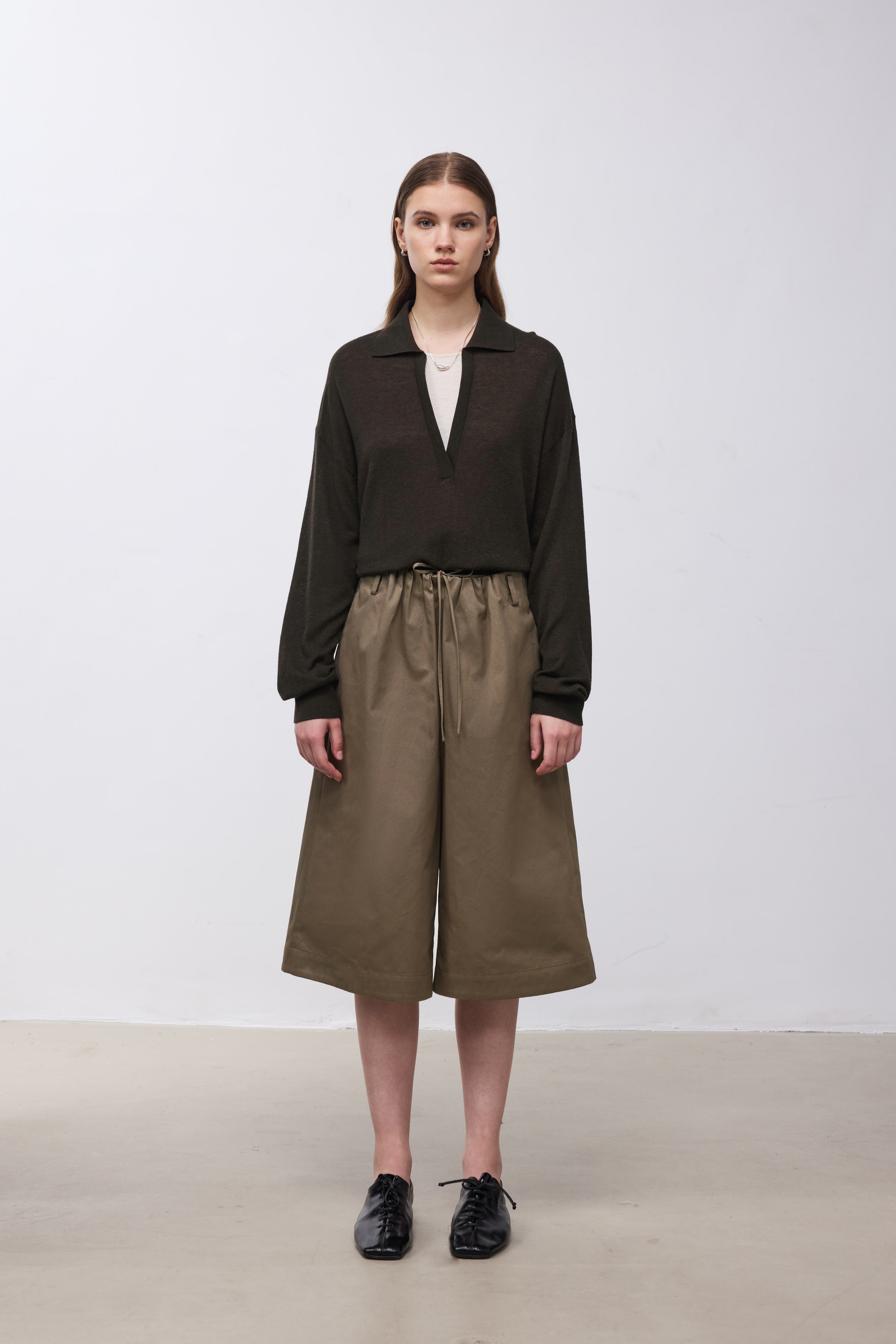 Wool-Silk Blend Layered-Look Knit Top