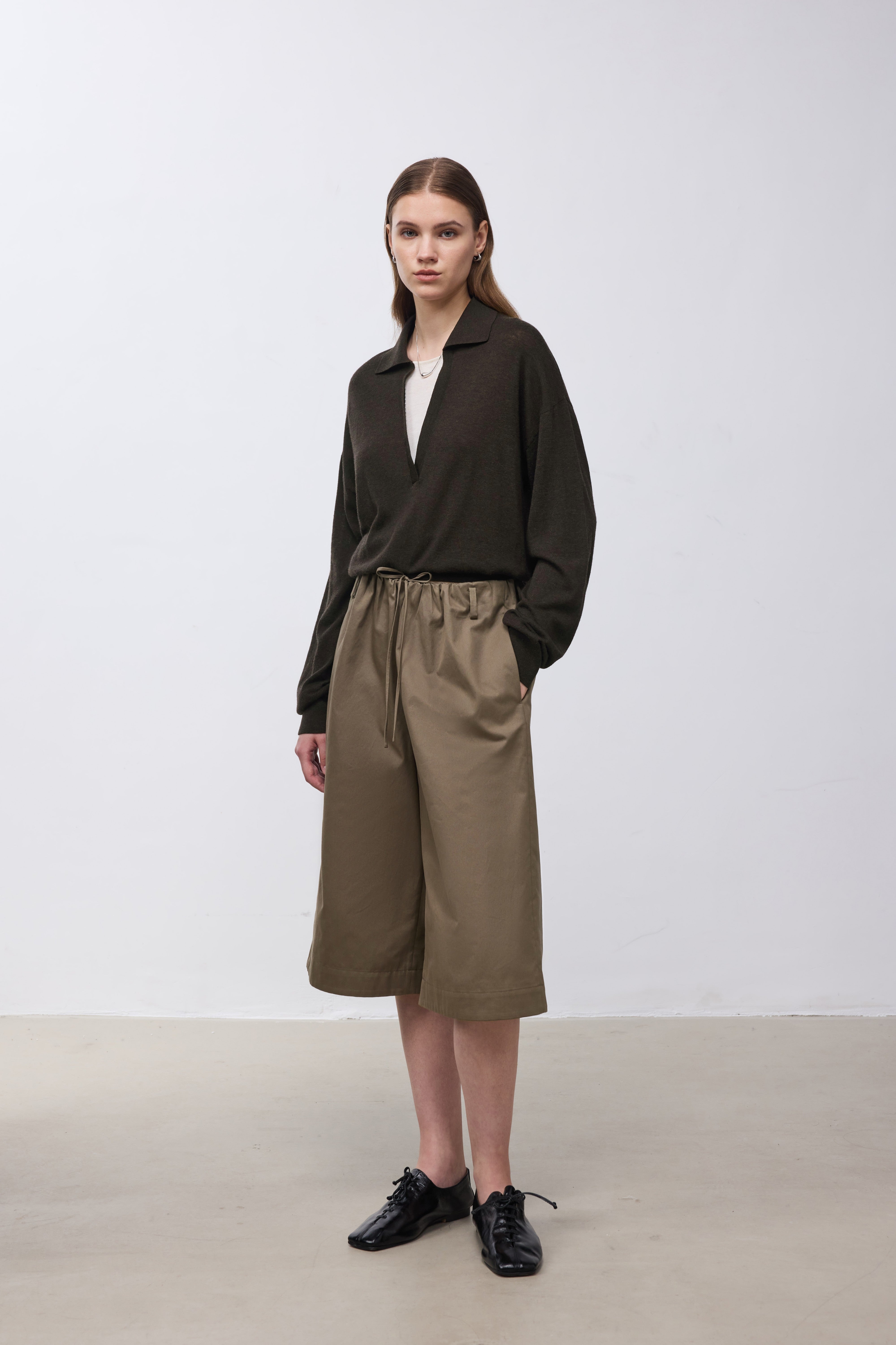 Wool-Silk Blend Layered-Look Knit Top