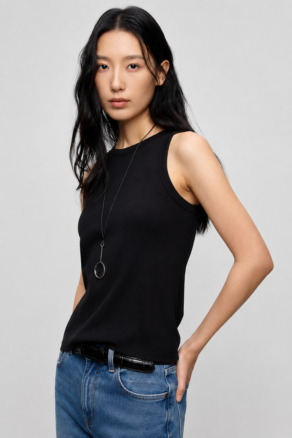 Cotton Blend Minimal Rib Tank