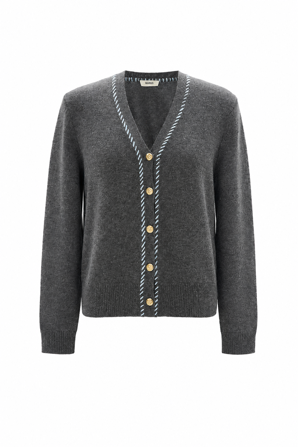 Contrast Stitch Wool Cardigan