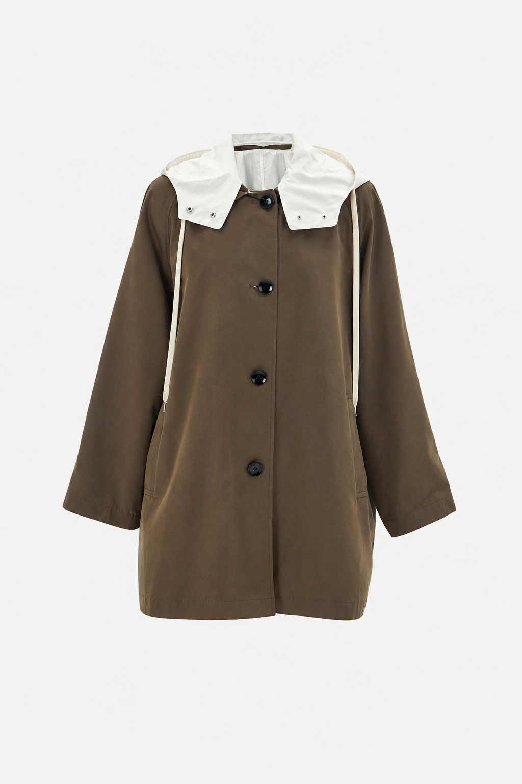Cotton Blend Reversible Hooded Trench Coat