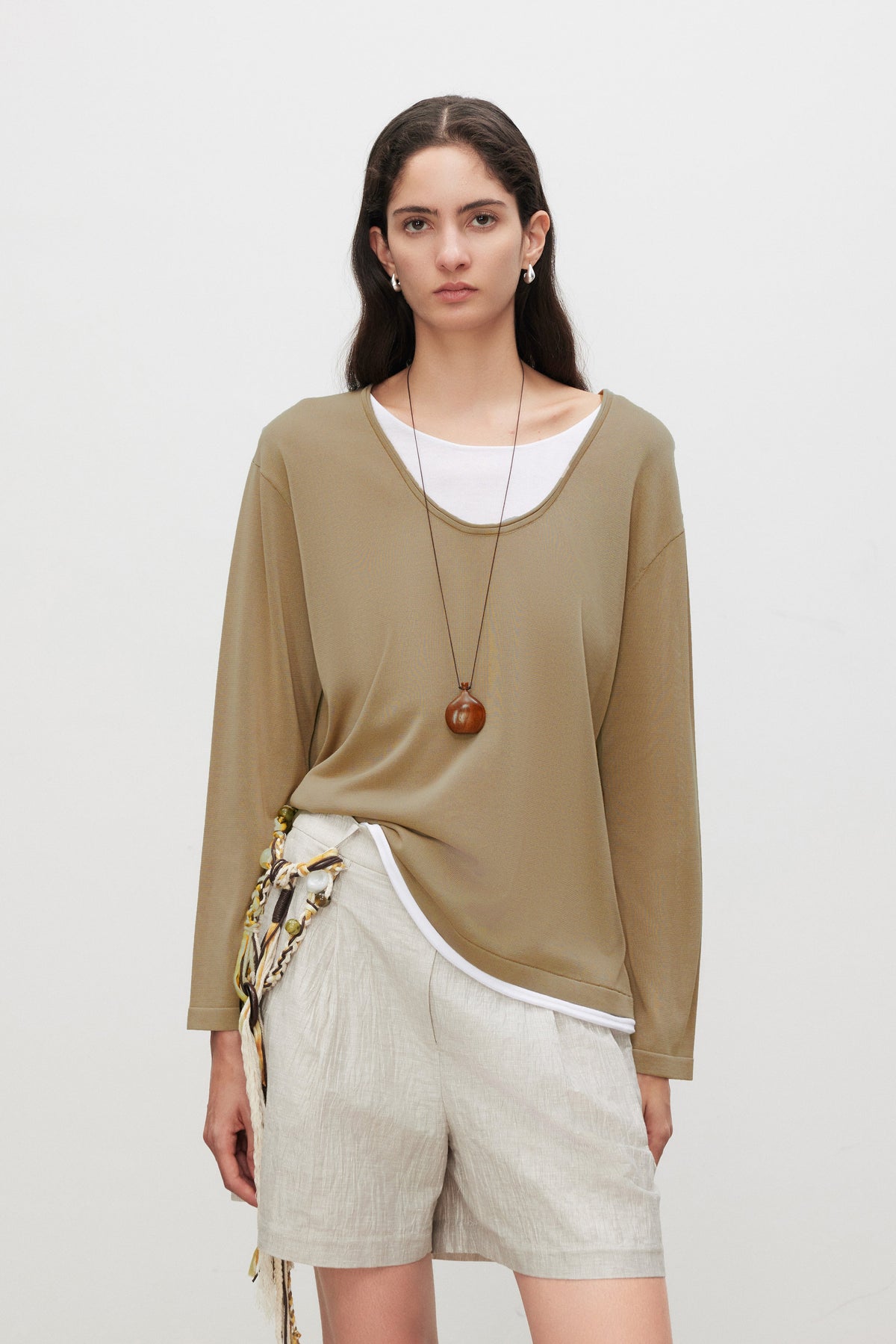 Cotton-Silk Blend Layered Knit Top