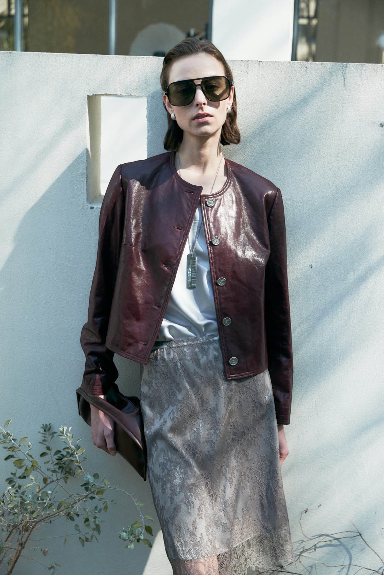 Marius Women's French-Style Hand-Pleated Leather Jacket