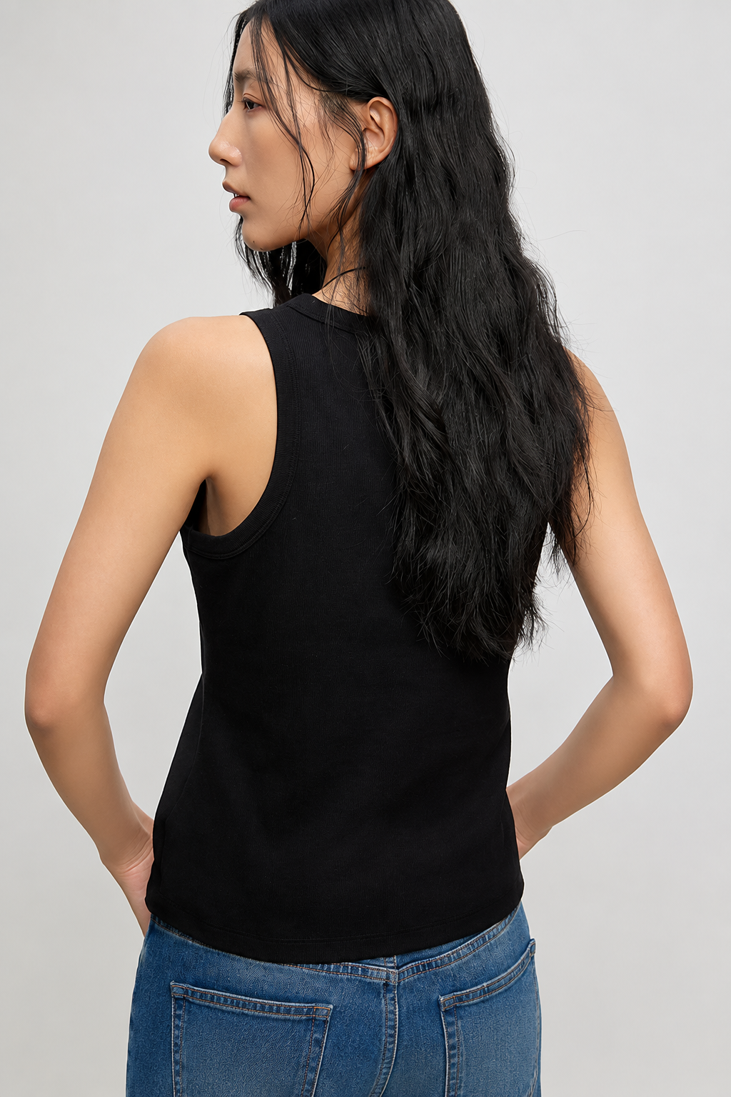 Cotton Blend Minimal Rib Tank