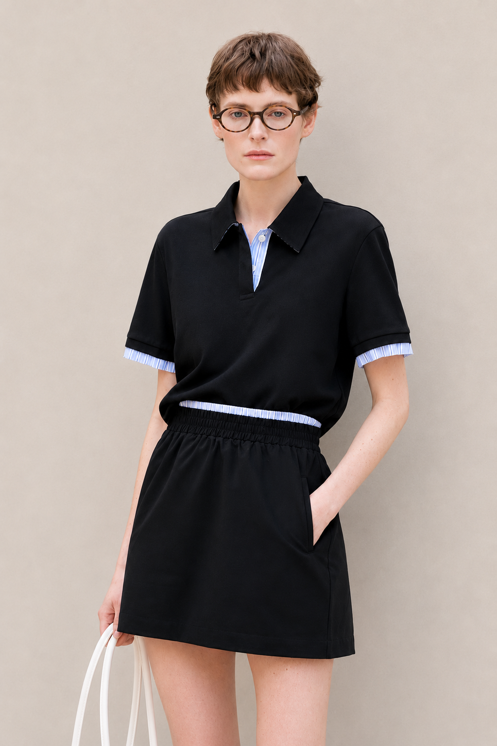 Merino-Blend Contrast Trim Polo