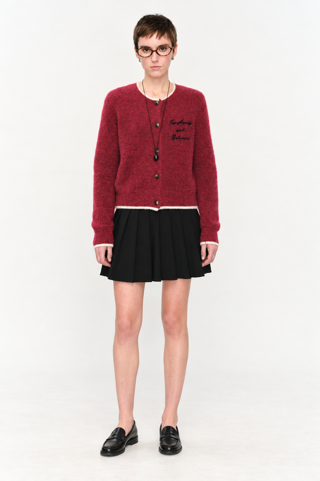 Wool-Alpaca Cardigan with Contrast Trim