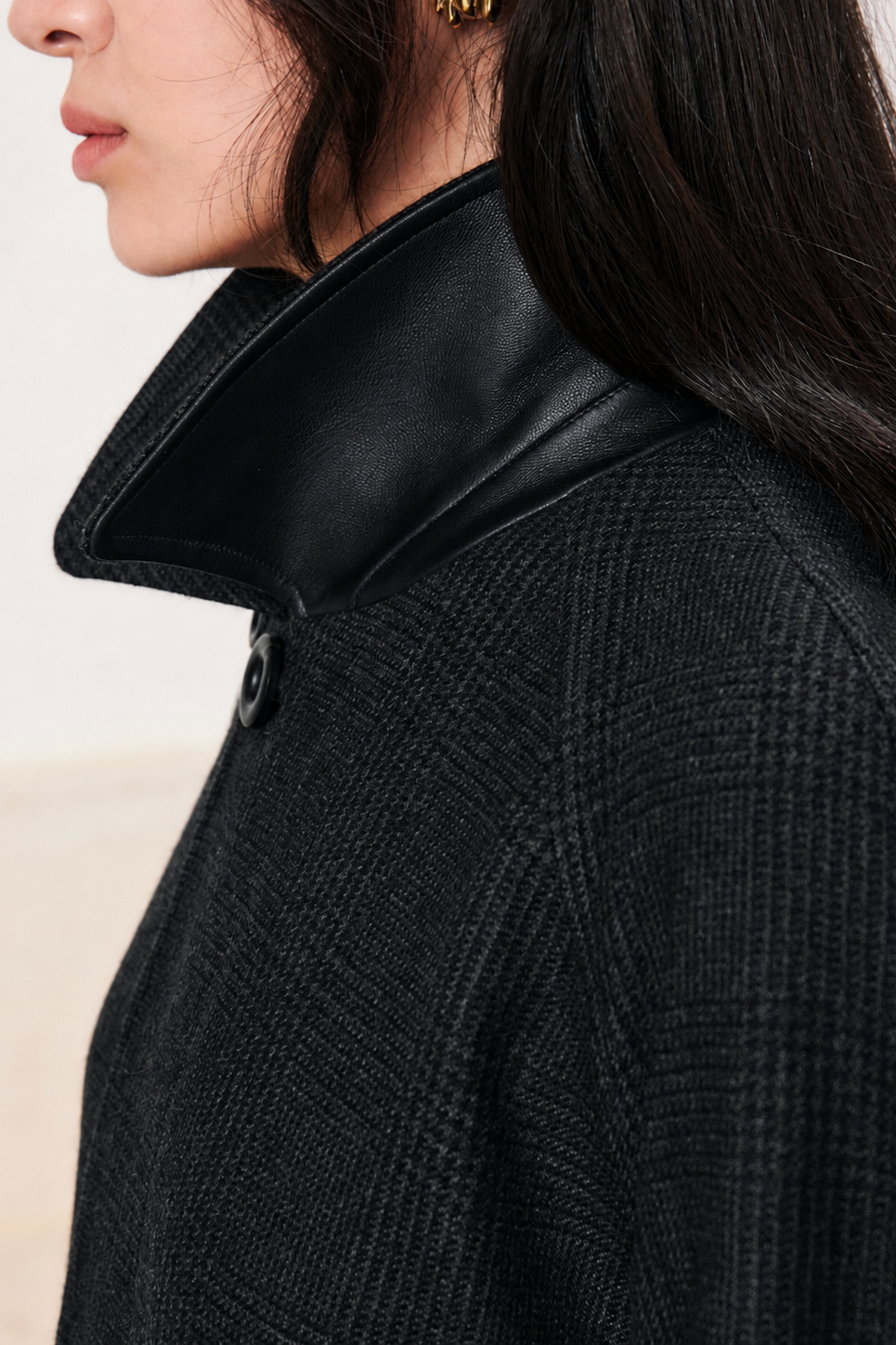 Heritage Merino Wool Trench Coat with Leather Detail