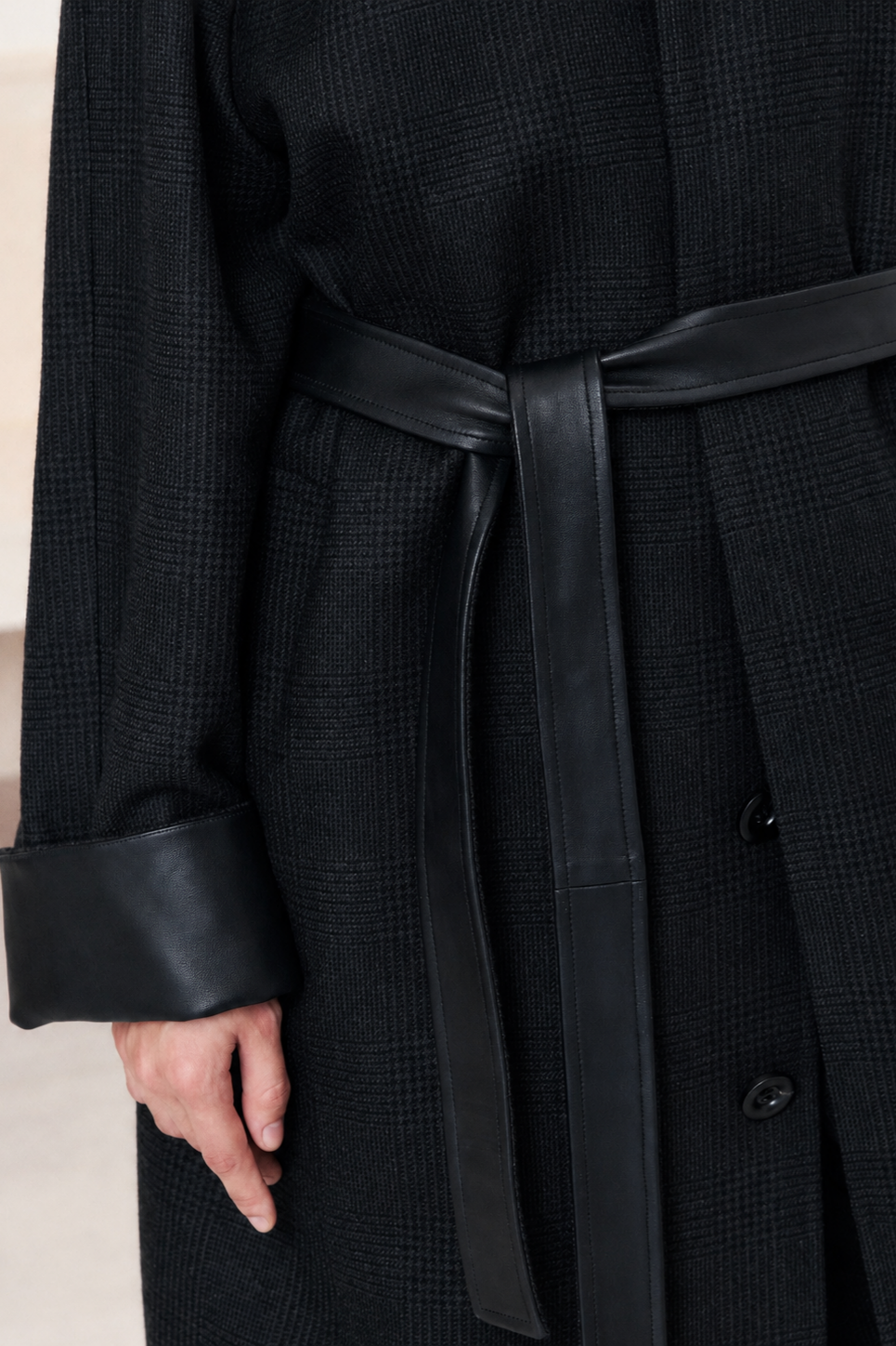 Heritage Merino Wool Trench Coat with Leather Detail