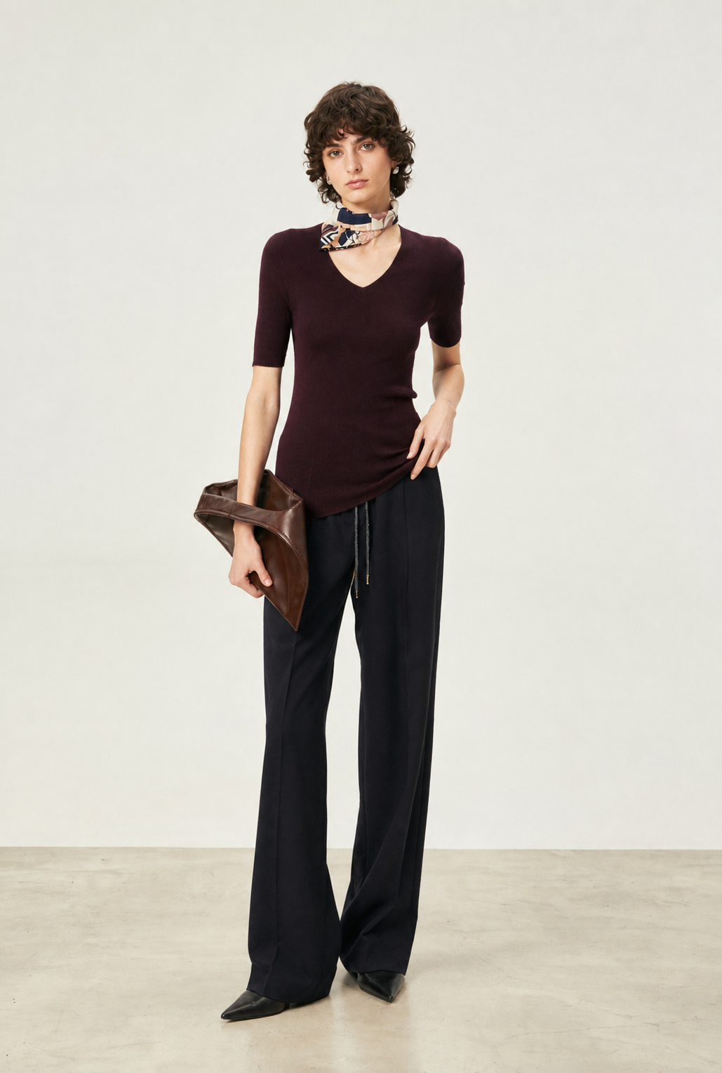 Seamless V-Neck Merino Wool Top