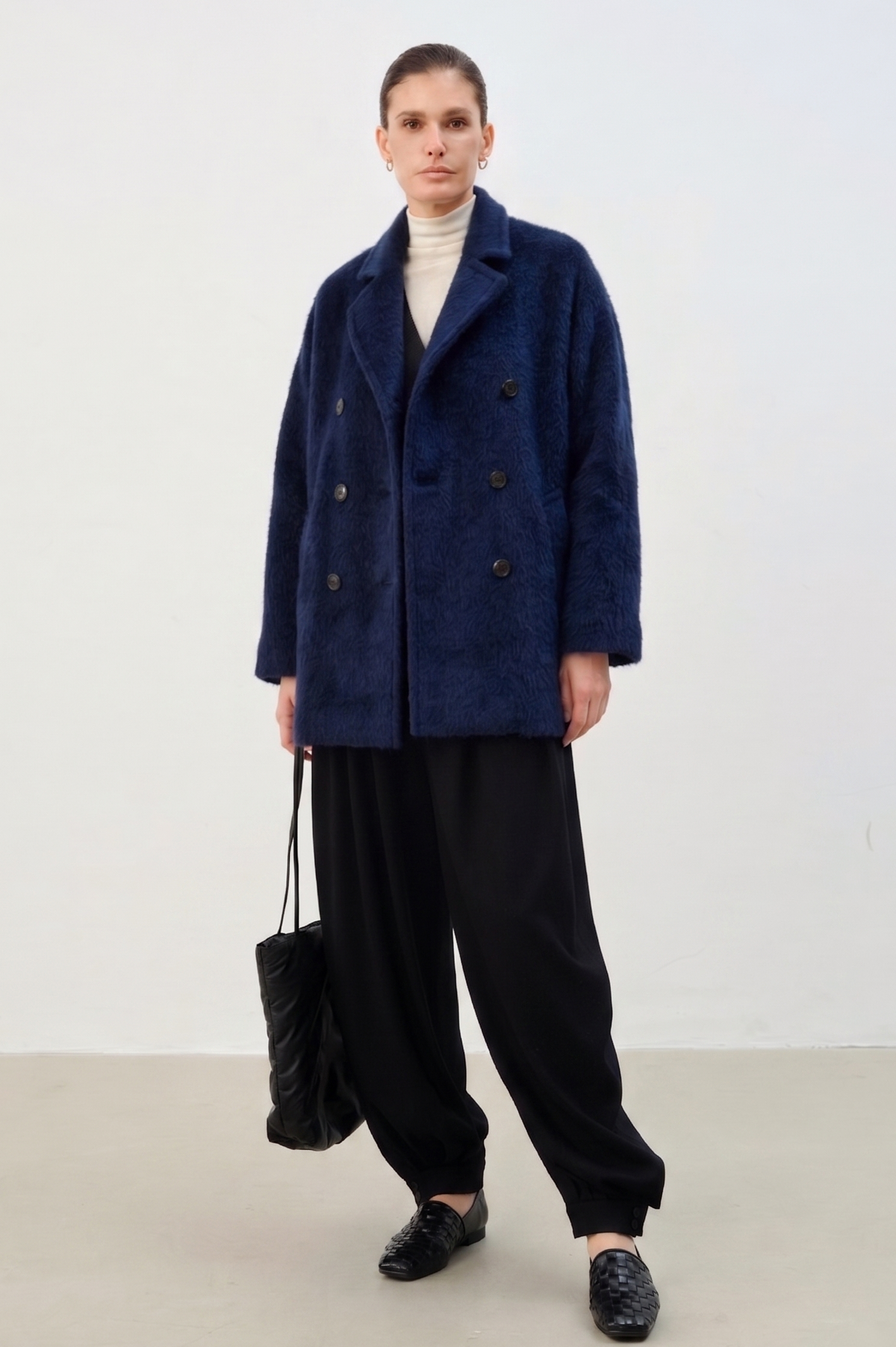 Classic Double-Breasted Wool-Blend Coat