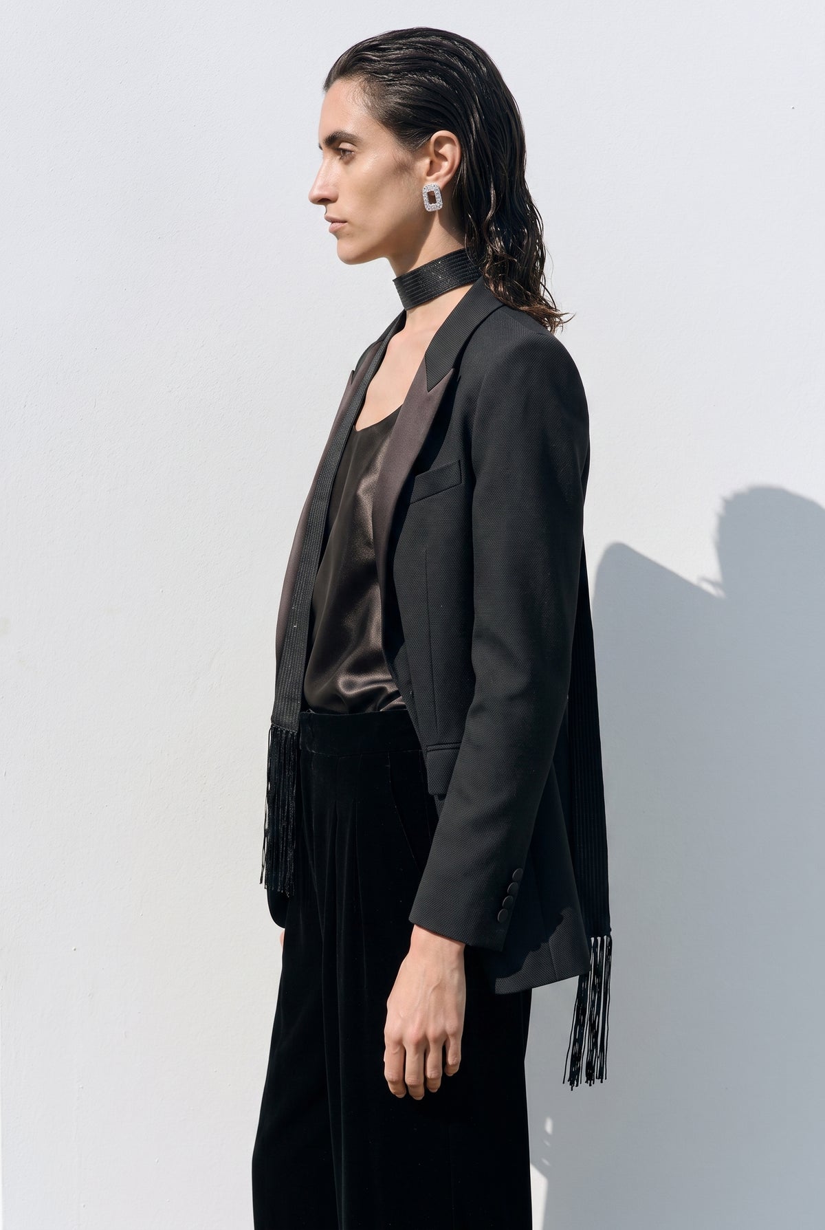Textured Merino Wool Peak-Lapel Blazer