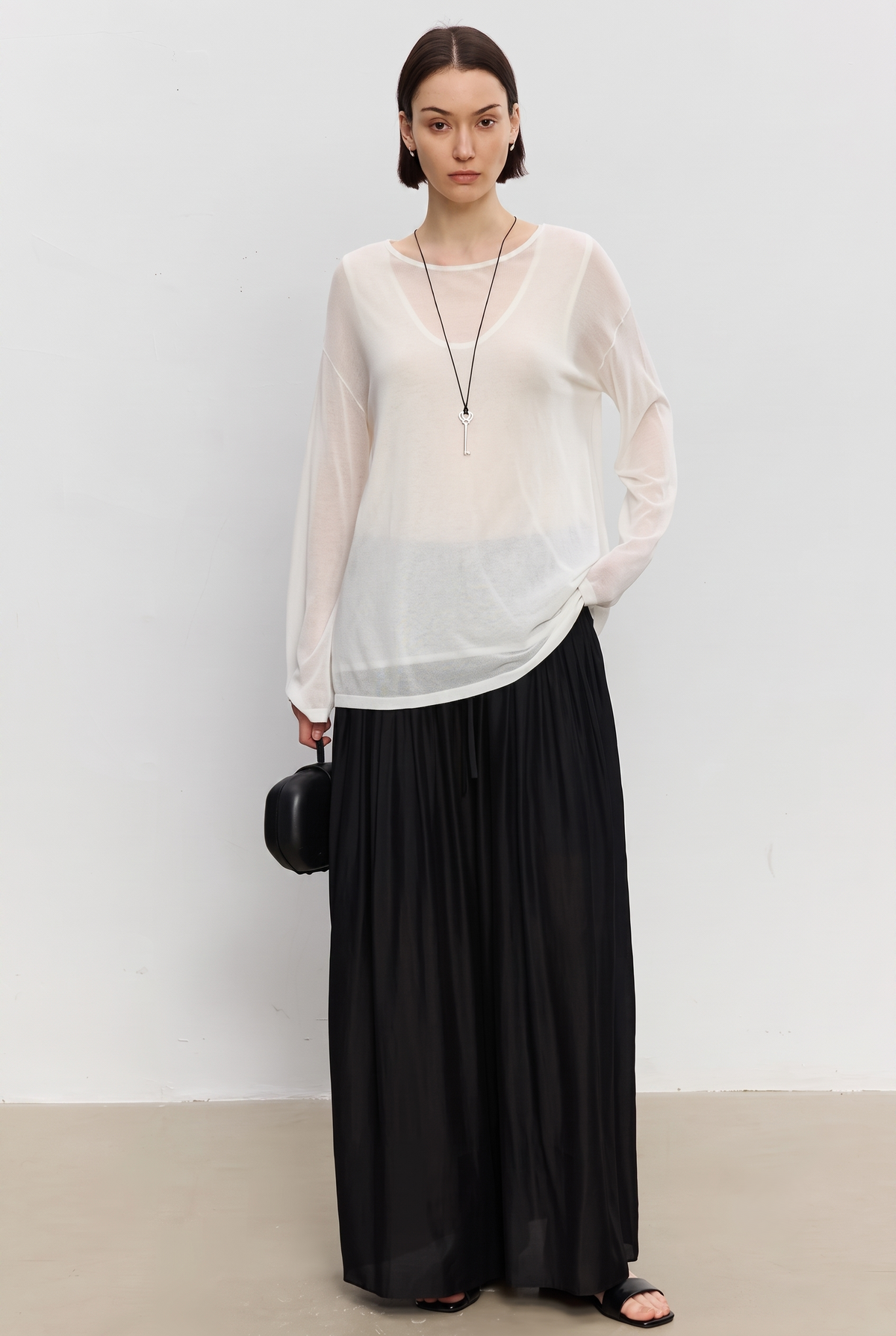 Gathered Wide-Leg Pants