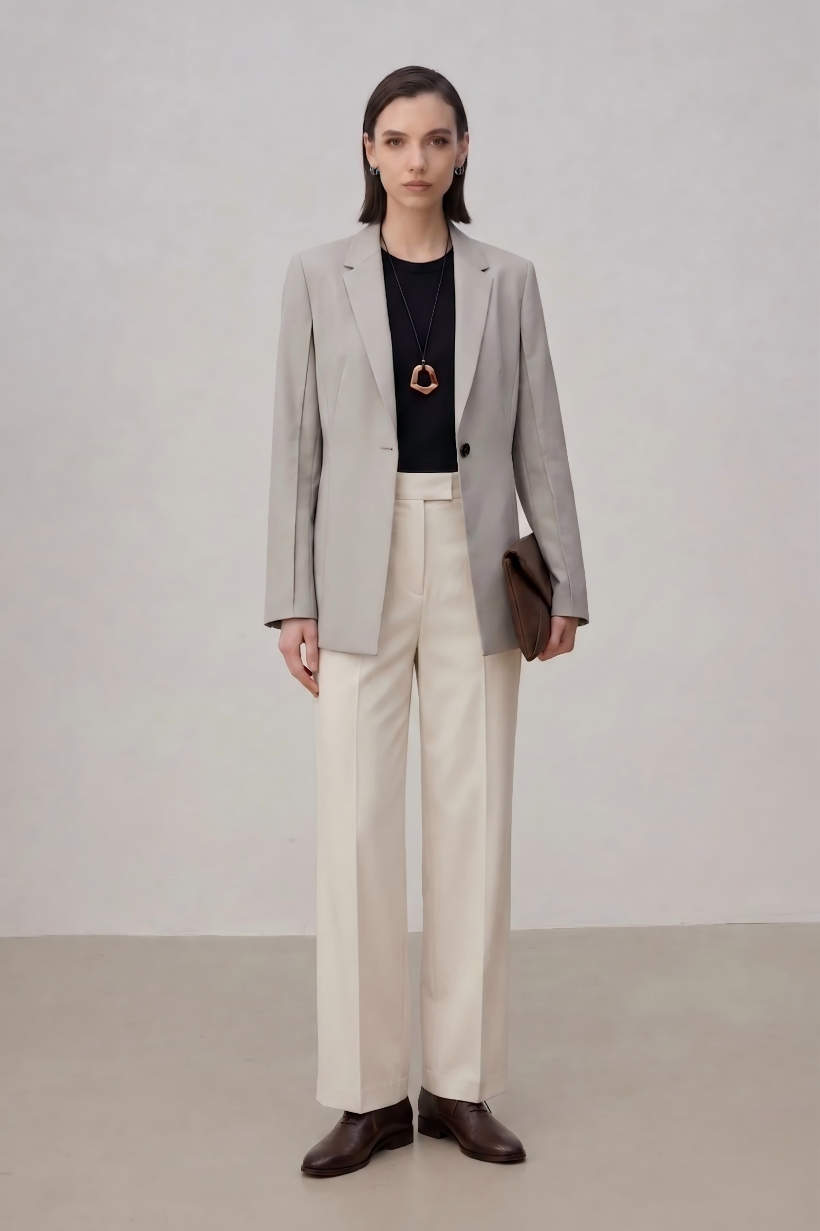 One-Botton Cinched Waist Tailored Blazer