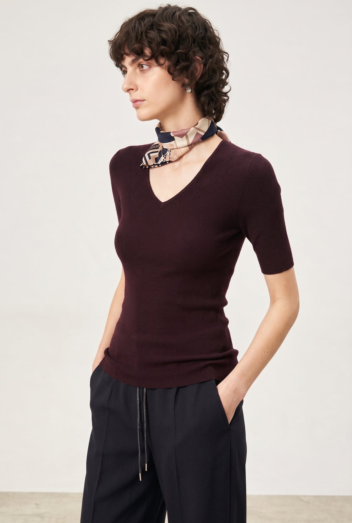 Seamless V-Neck Merino Wool Top