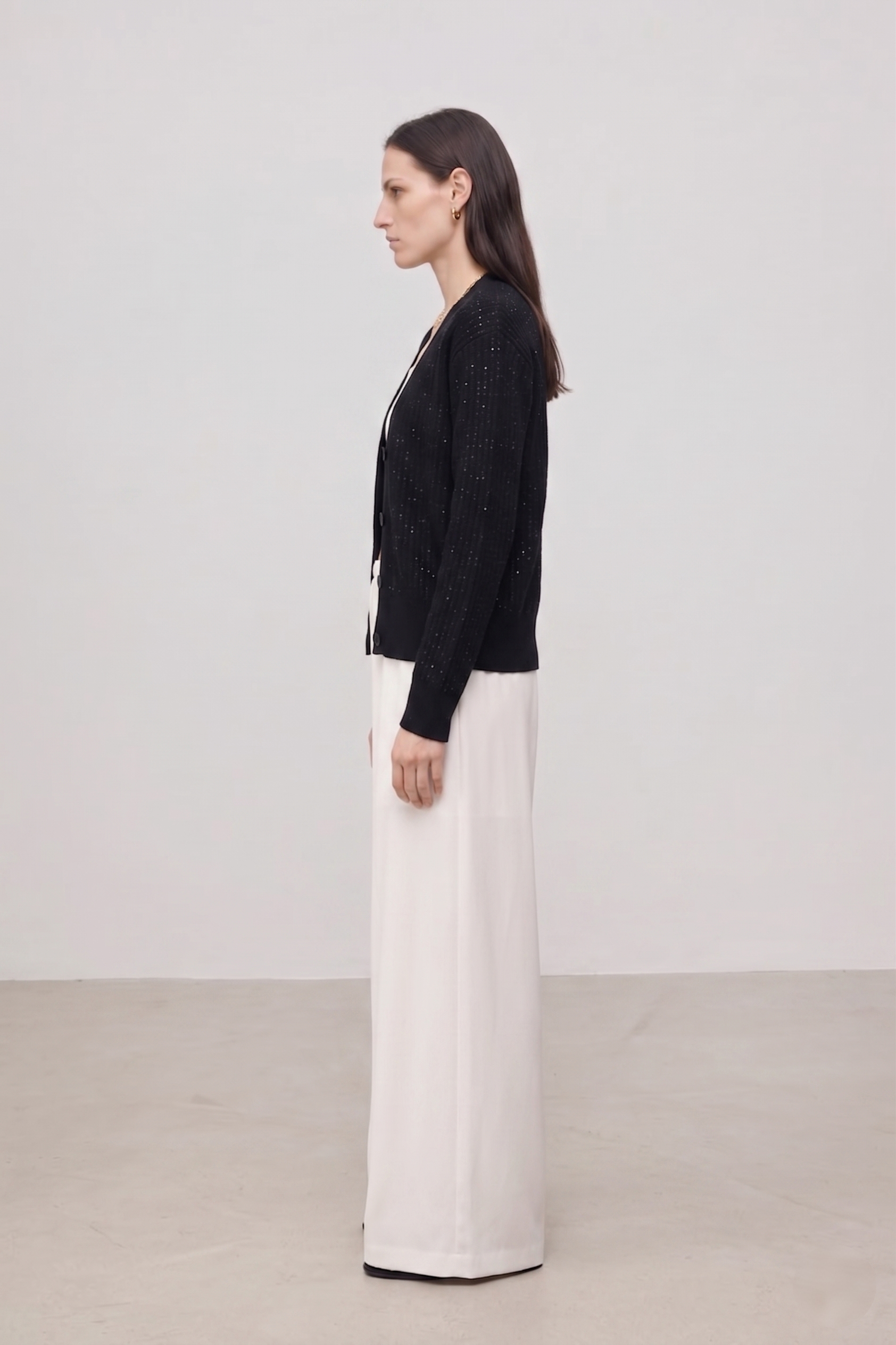 Embellished Merino Wool V-Neck Cardigan
