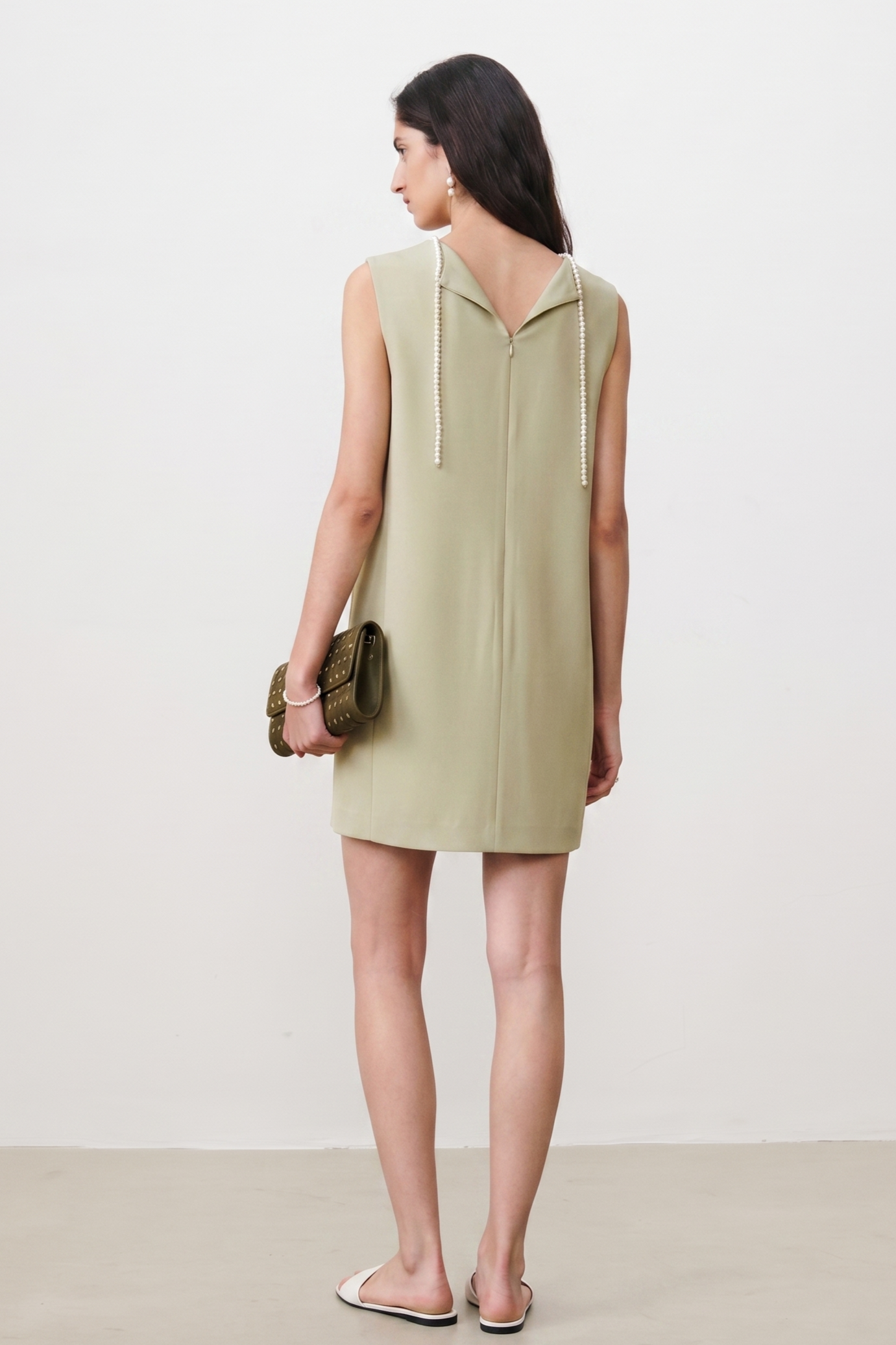 Pearl Accent Shift Mini Dress