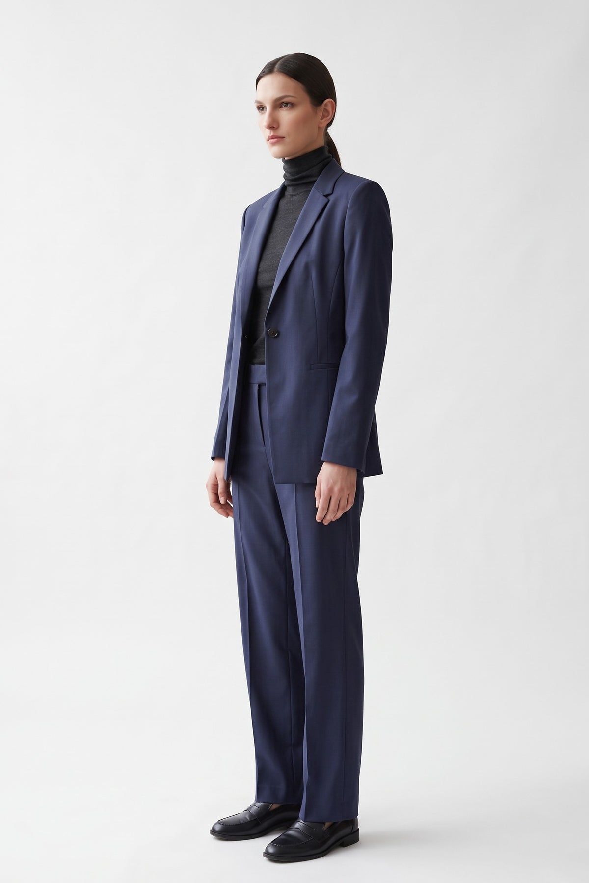 Wool-Cashmere Tailored Cinched Blazer