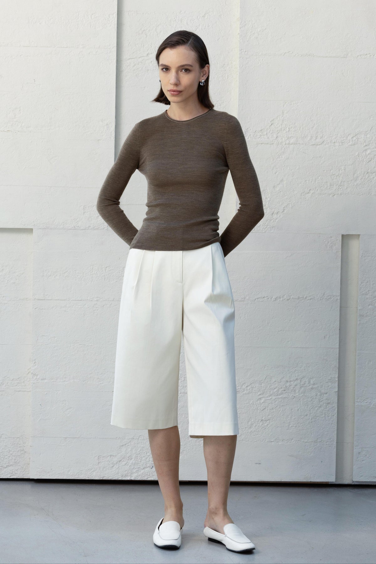 Fine Merino Wool Crewneck Knit Top