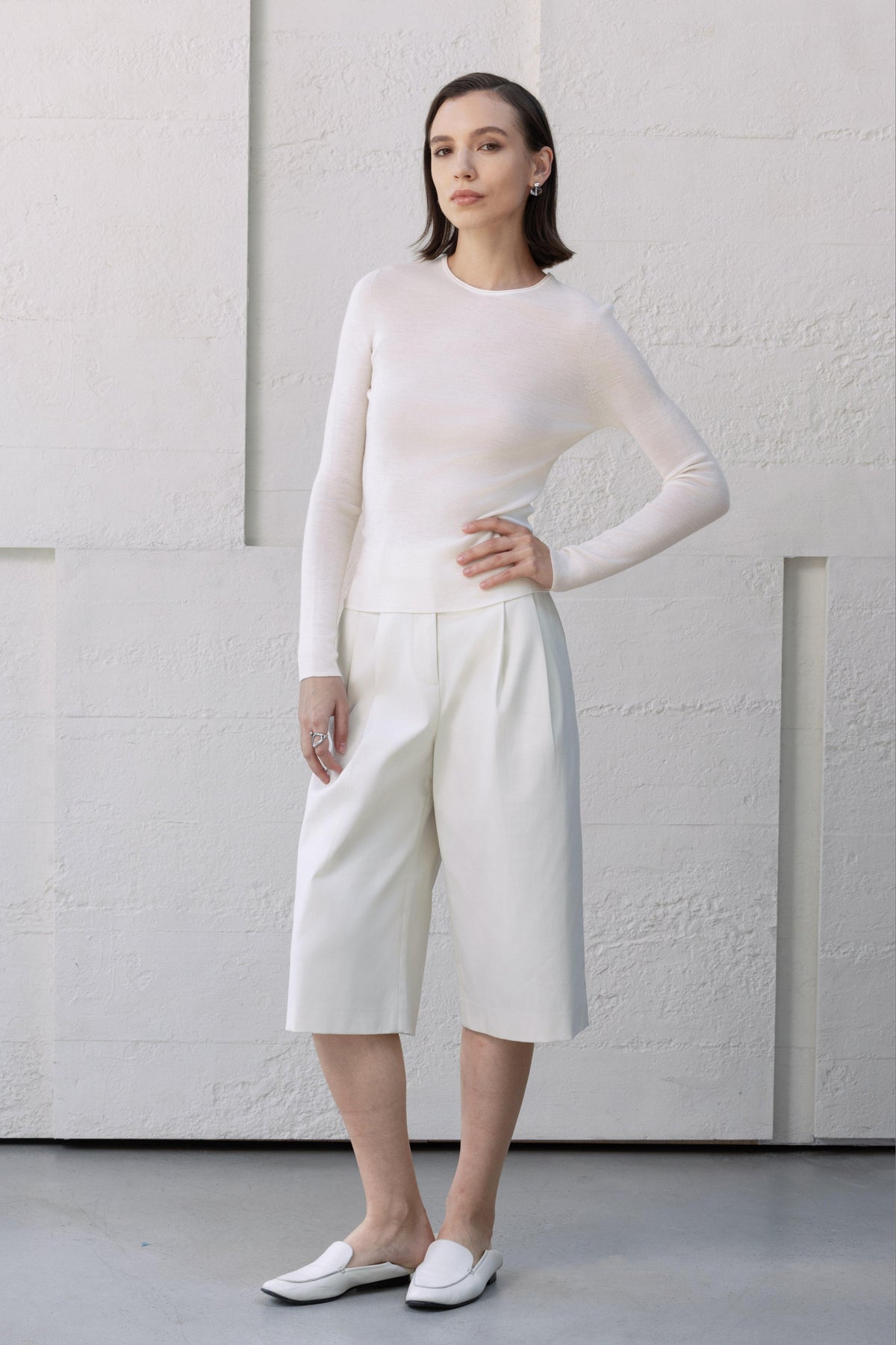 Fine Merino Wool Crewneck Knit Top
