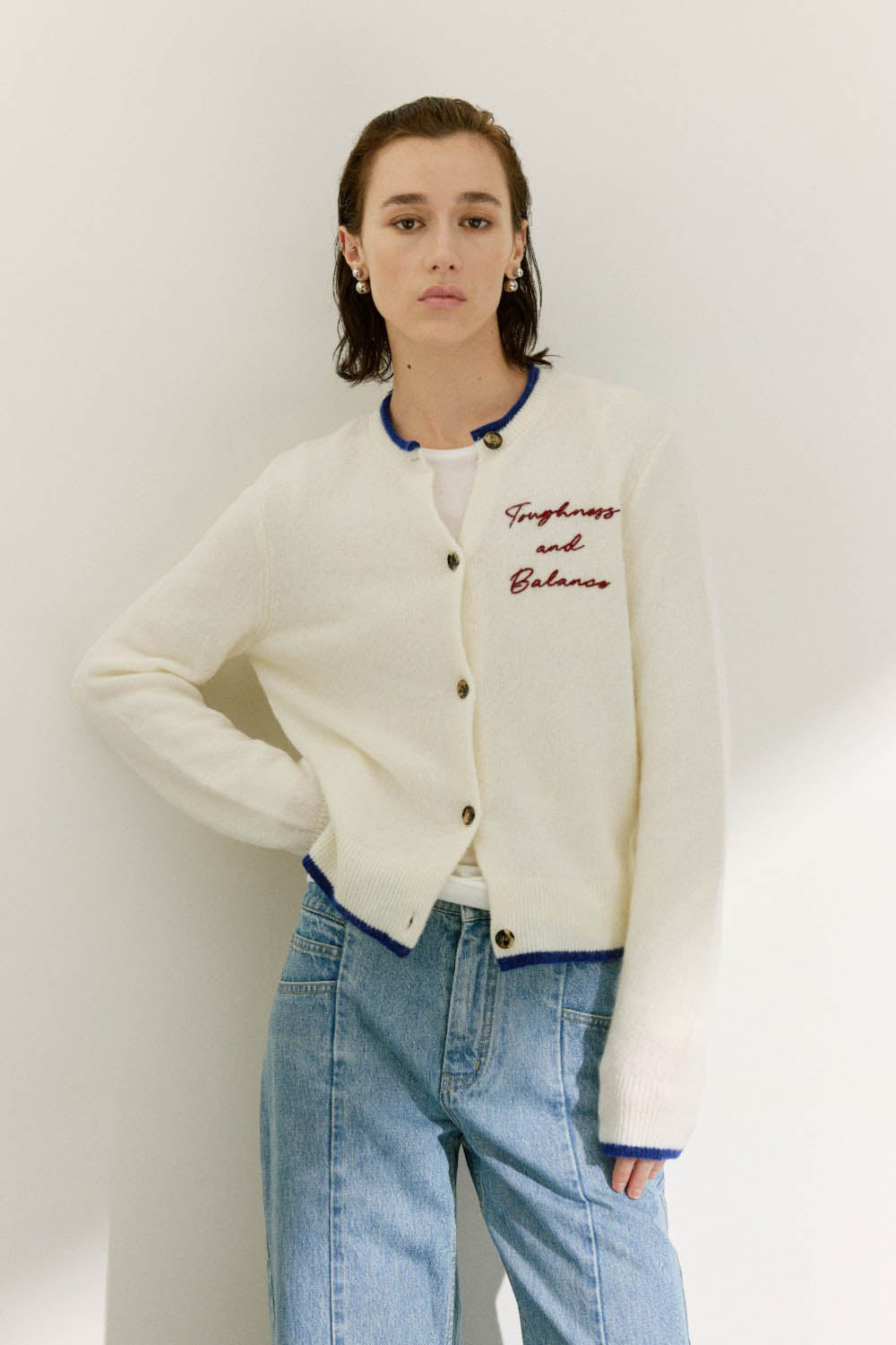 Marius Women's Alpaca Cardigan with Contrast Trim