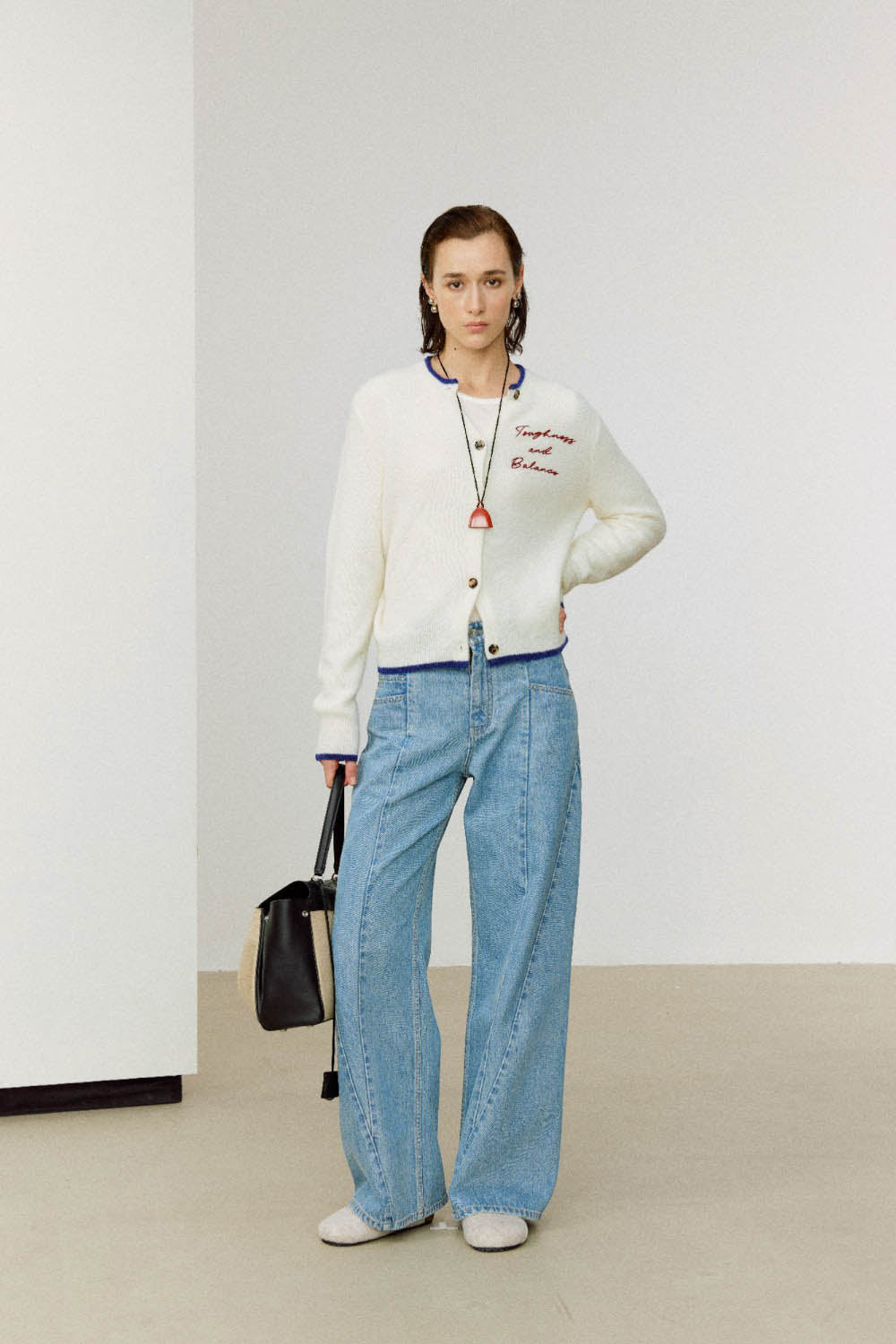 Marius Women's Alpaca Cardigan with Contrast Trim