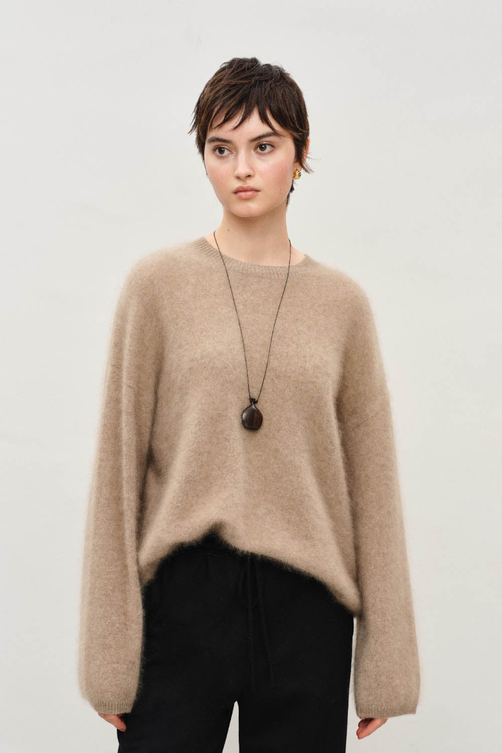 Marius Women's Brushed Crewneck Loose-fitting Cashmere Pullover