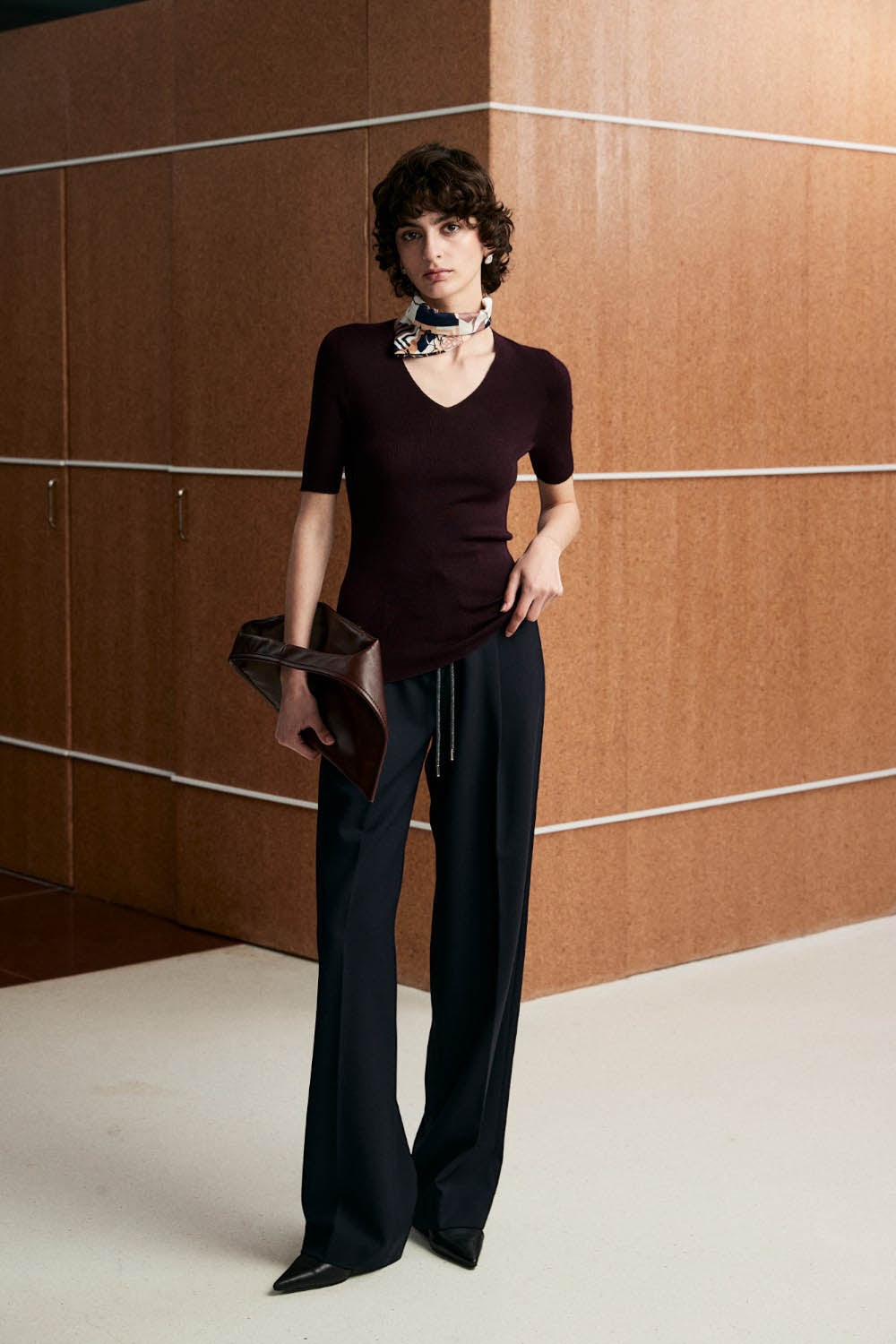 Marius Women's V-neck Half-sleeved Merino Wool Pullover