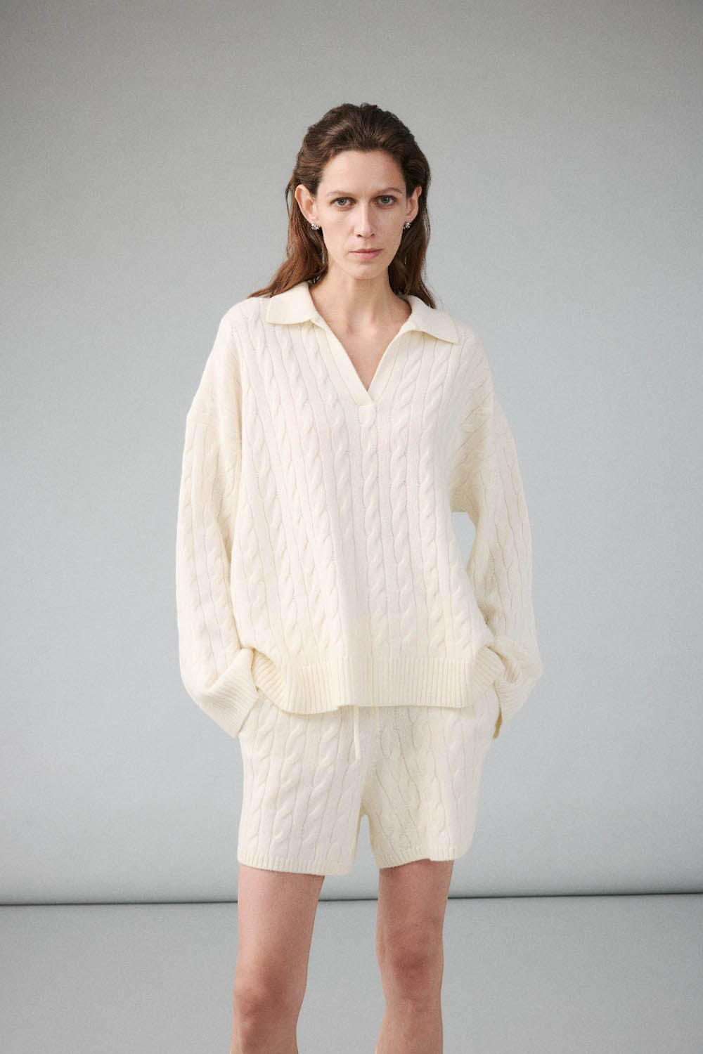 Marius Women's Cable-Knit Polo Sweater